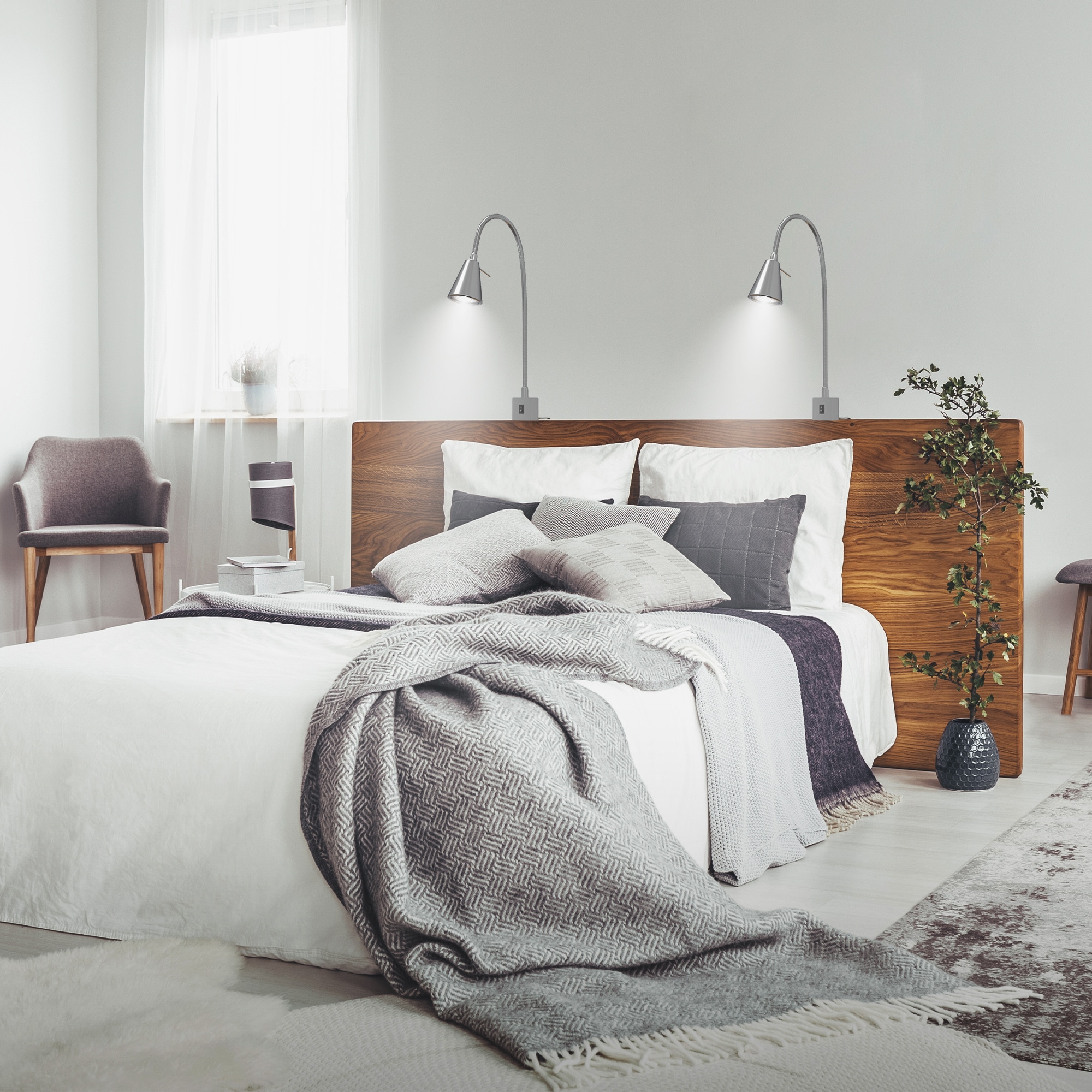 Briloner Leuchten Bettleuchte »TUSO 2er Set LED Bettleuchte Schlafzimmer Wohnzimmer« 2er Set LED Bettleuchte Schlafzimmer Wohnzimmer Matt-Nickel