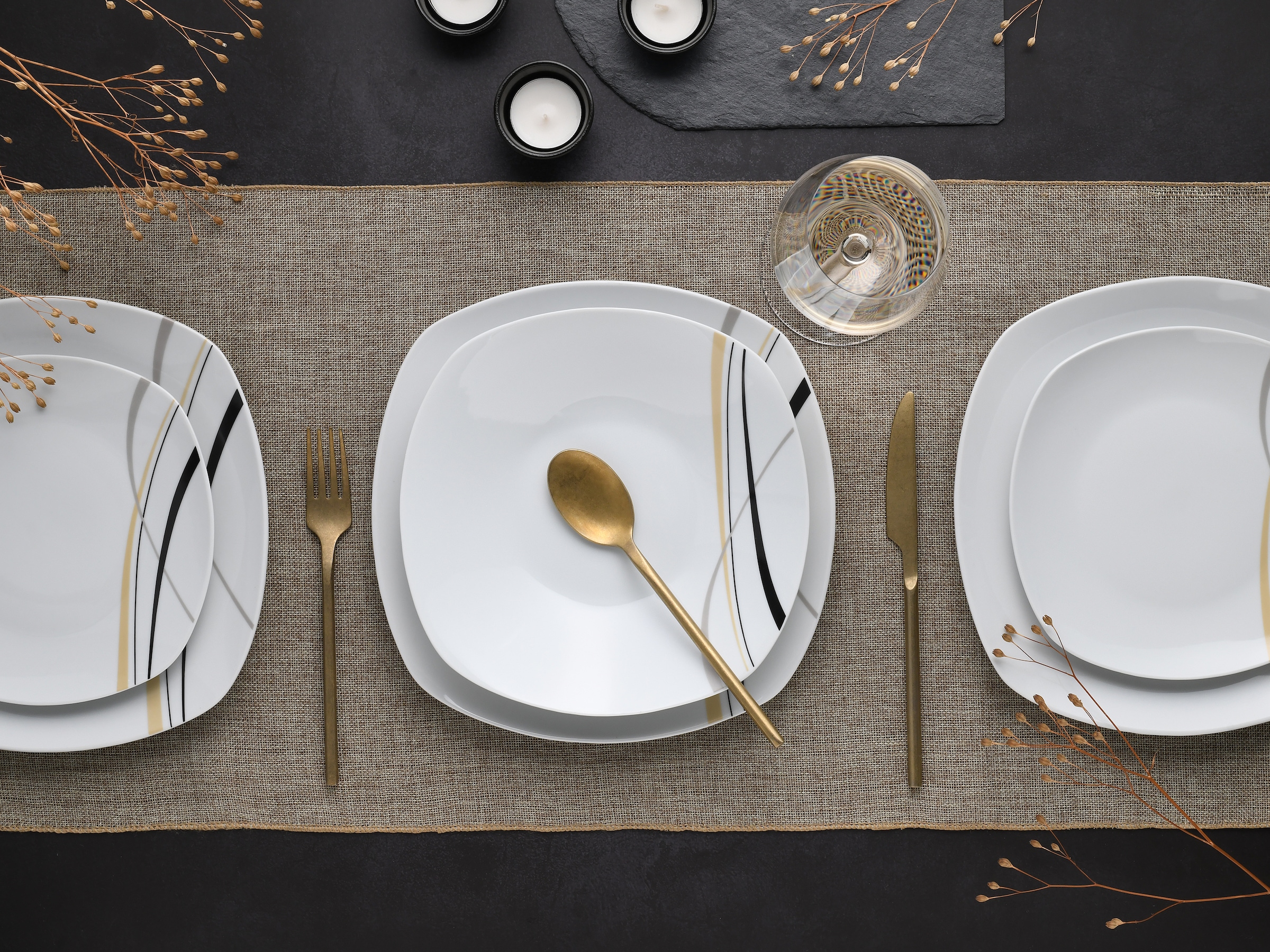 CreaTable Teller-Set »Square City Line, Tellerset 18-tlg« Moderner Urban Style