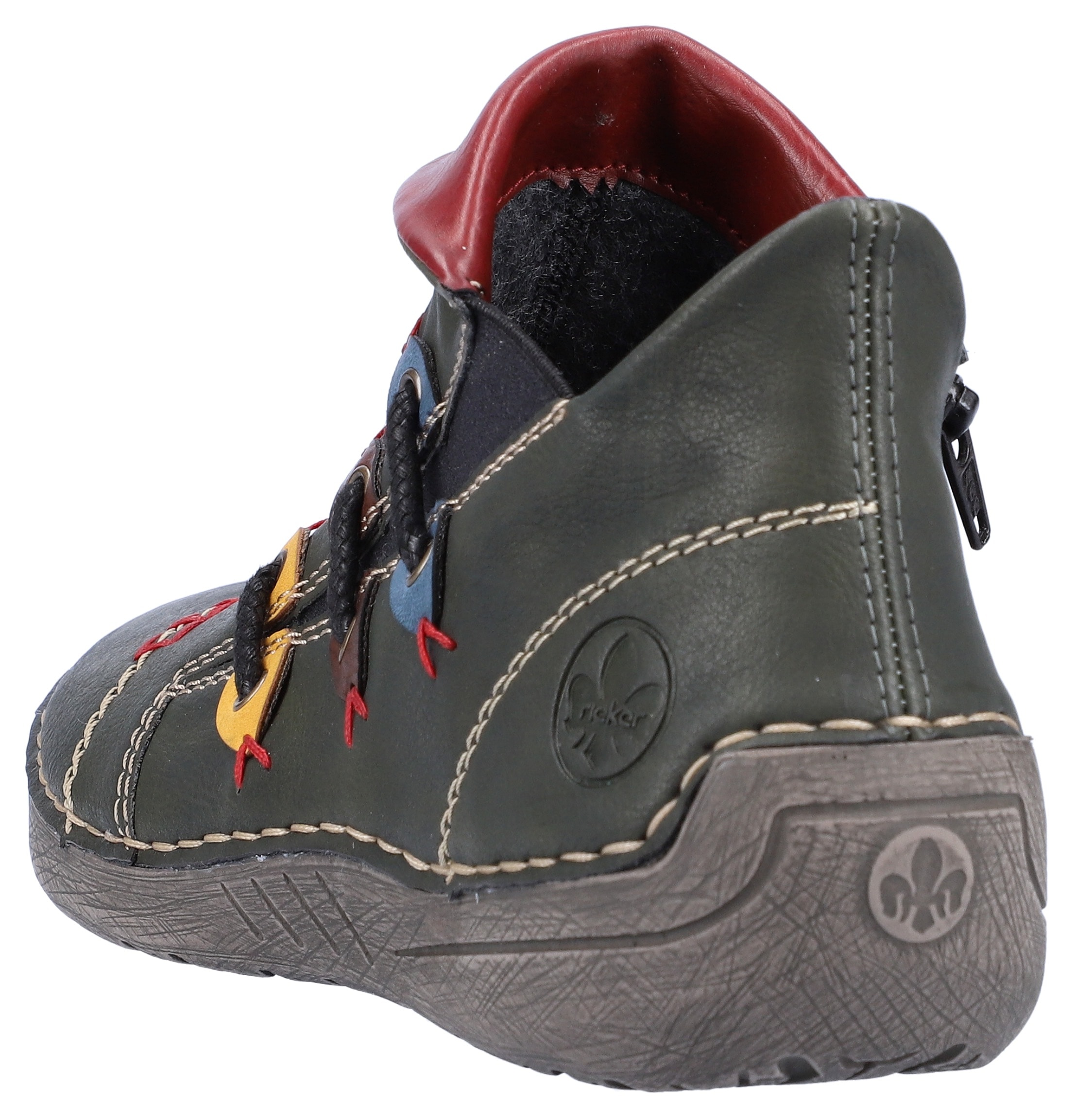Rieker Stiefelette, Schlupfboots, Slipper mit bunten Applikationen seitlich