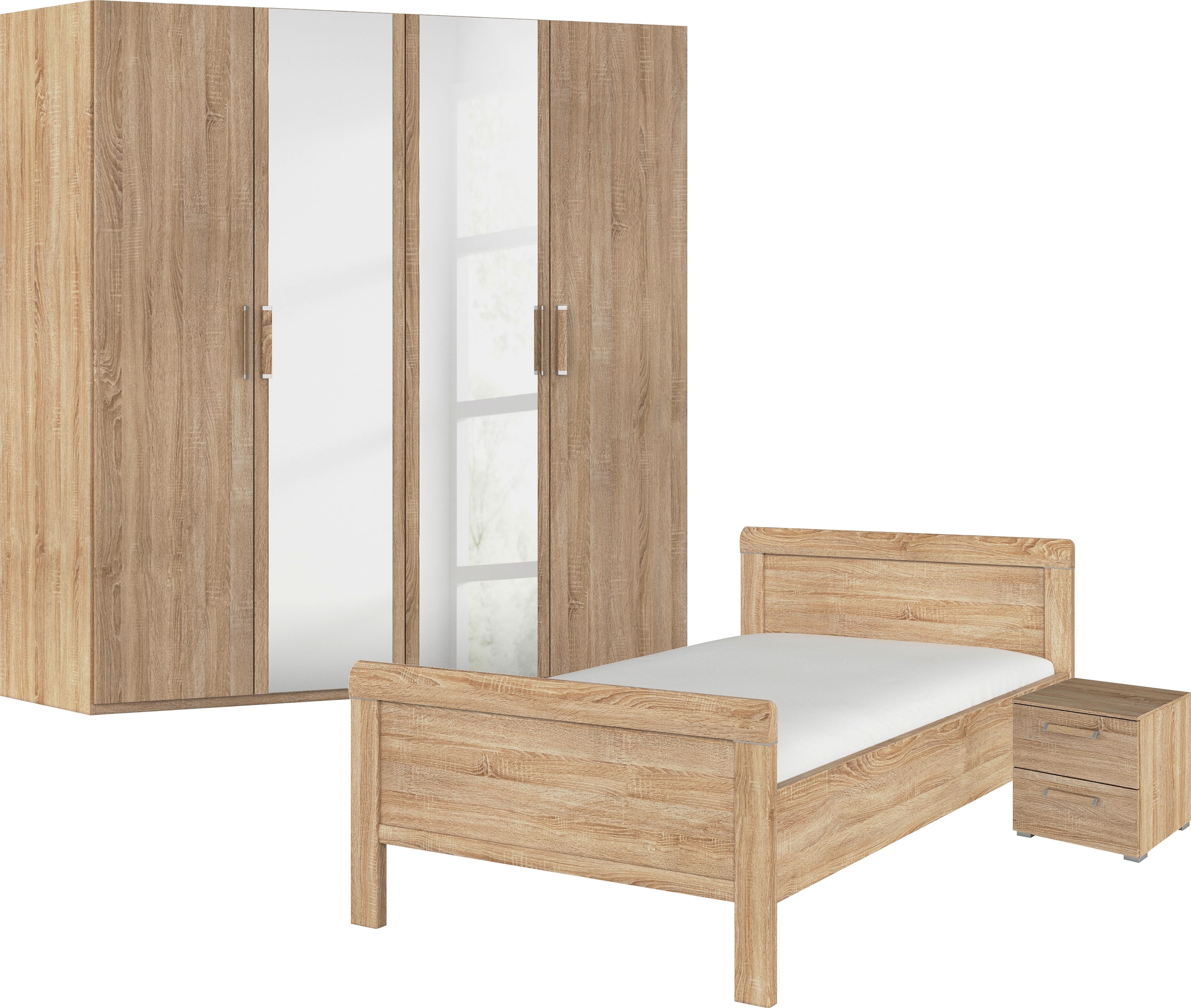 Rauch Schlafzimmer-Set »Komplettschlafzimmer Schlafzimmer EVELYN« Set, 3 Stk. tlg. Schrank und Bett in 2 Breiten, Nachttisch 2 Schubladen MADE IN...