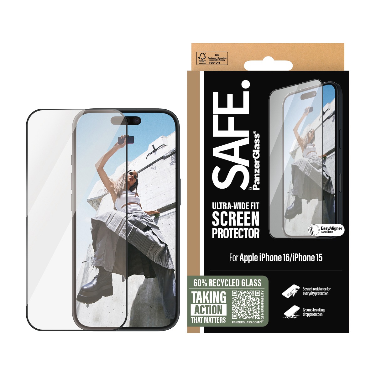 Displayschutzglas »Ultra-Wide Fit Screen Protection«, für Apple iPhone 16-Apple iPhone...