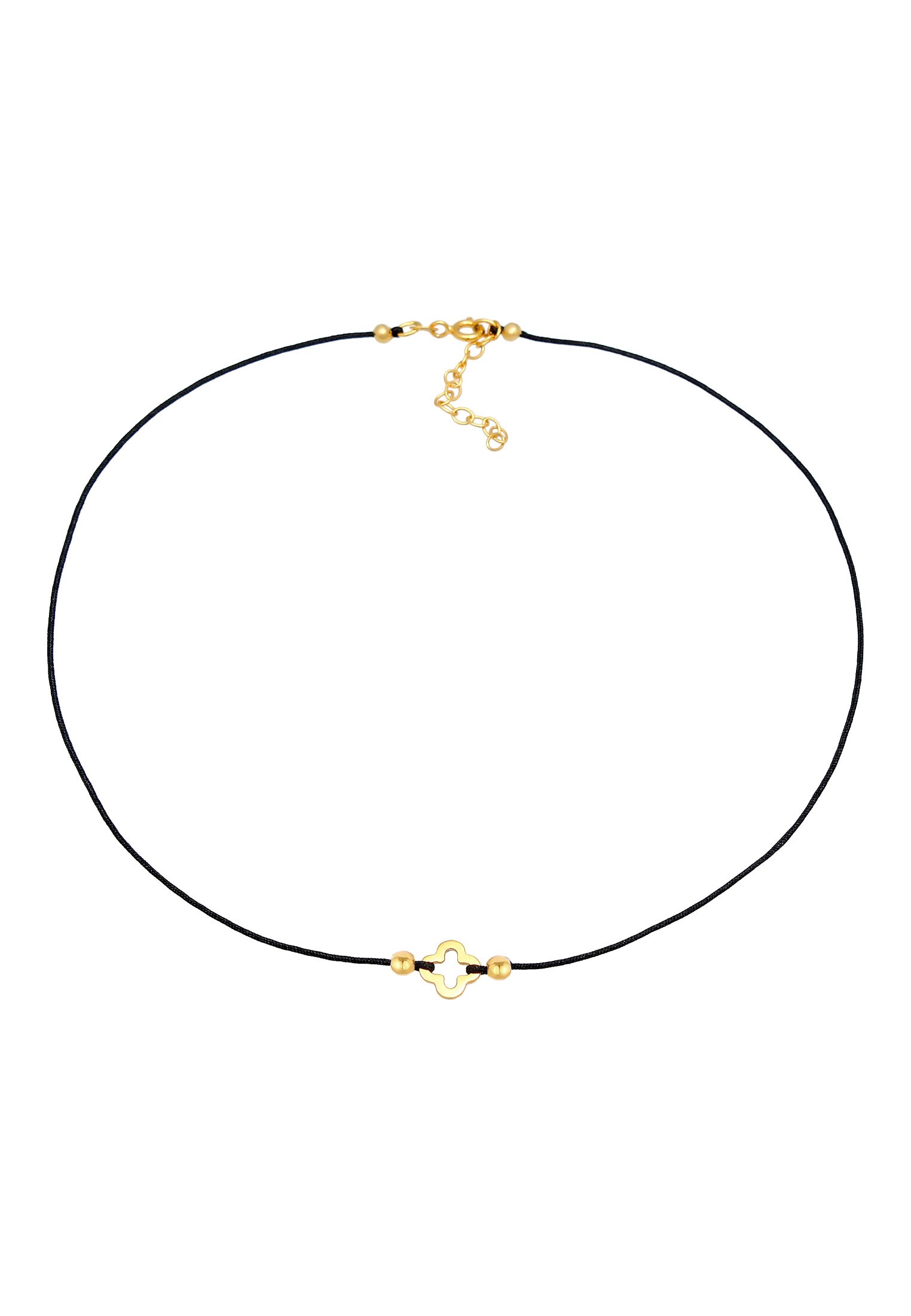 Elli Choker »Halskette Choker Nylon Kleeblatt Glück Bead 925 Silber«