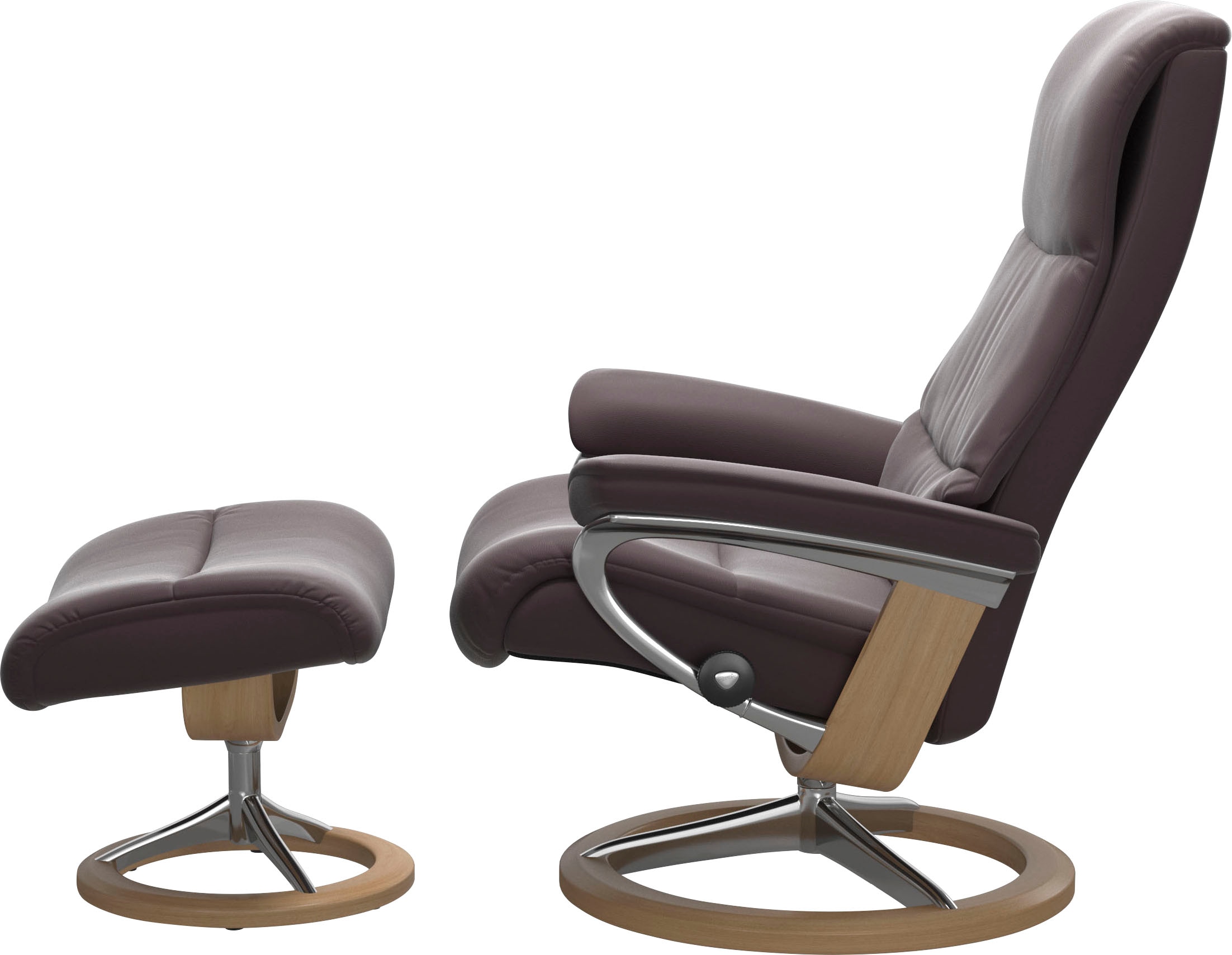 Stressless® Relaxsessel »View«, (Set, Relaxsessel mit Hocker), mit Signature Base, Größe M,Gestell Eiche