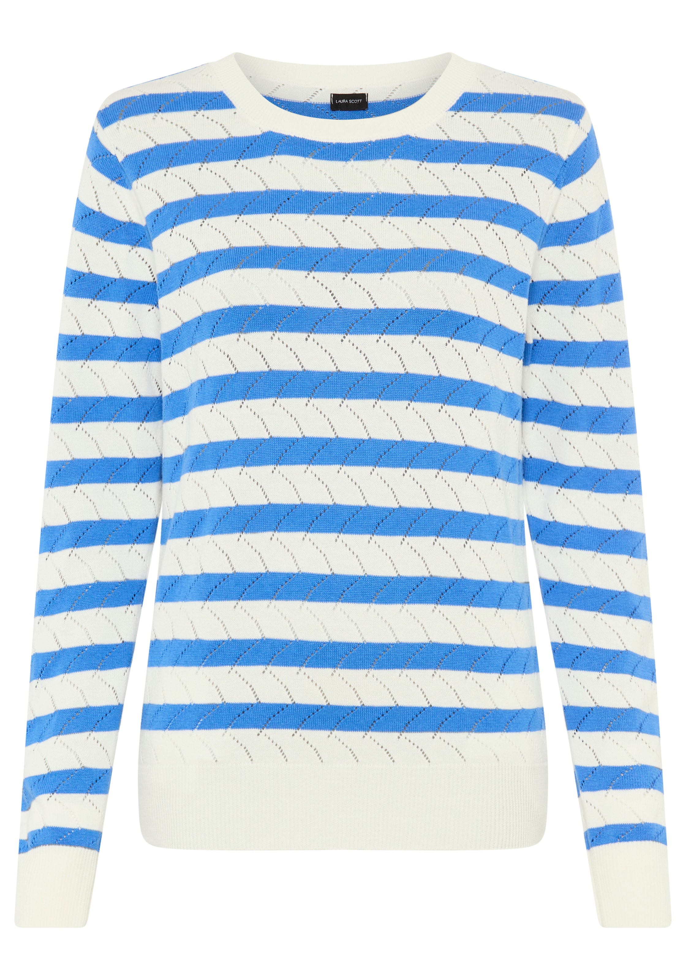Laura Scott Ajourpullover leichter Übergangspullover mit moderner Struktur und Streifen