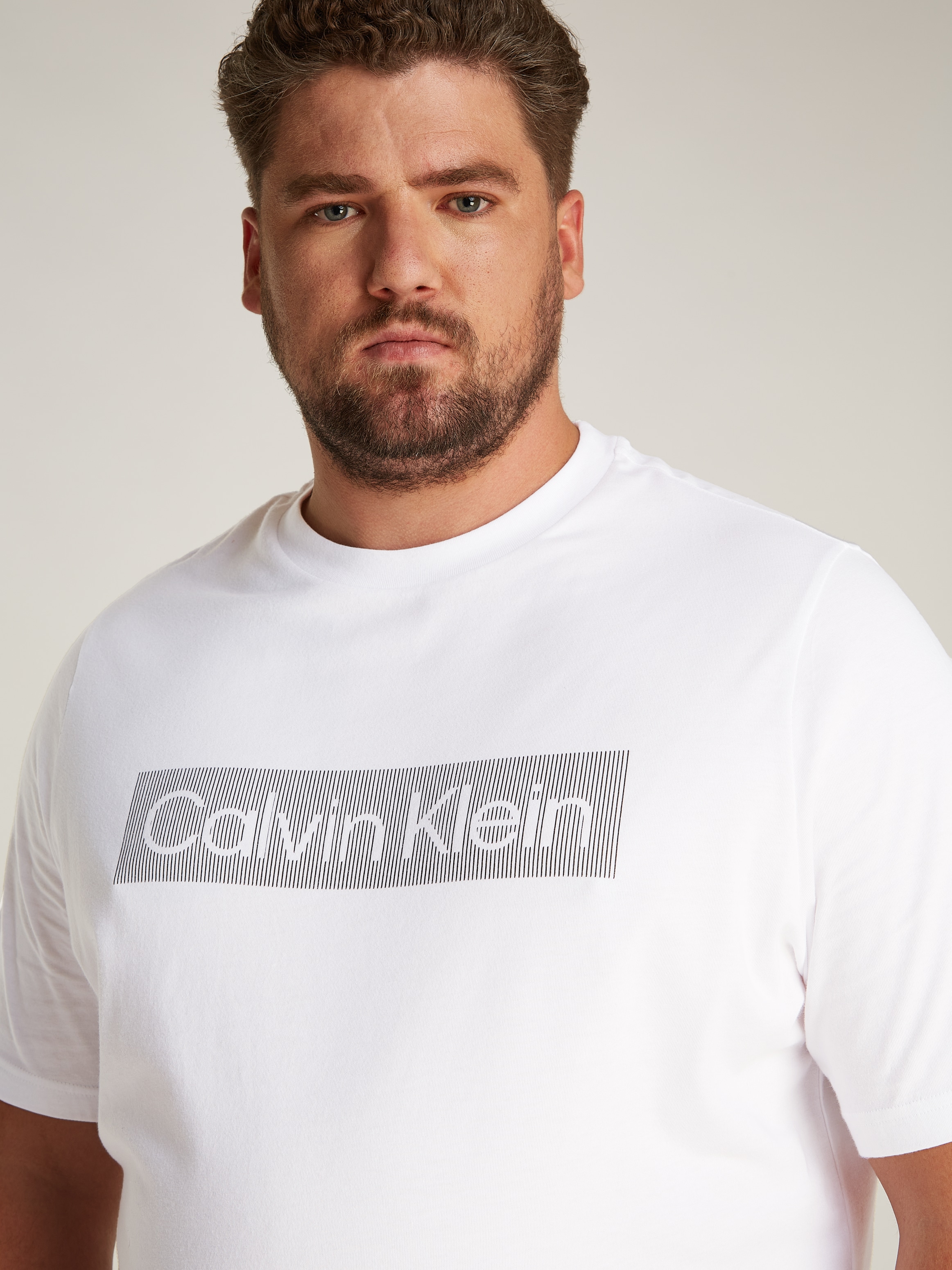 Calvin Klein Big&Tall T-Shirt »BT_BOX STRIPED LOGO T-SHIRT«, in Großen Größen mit Logoschriftzug