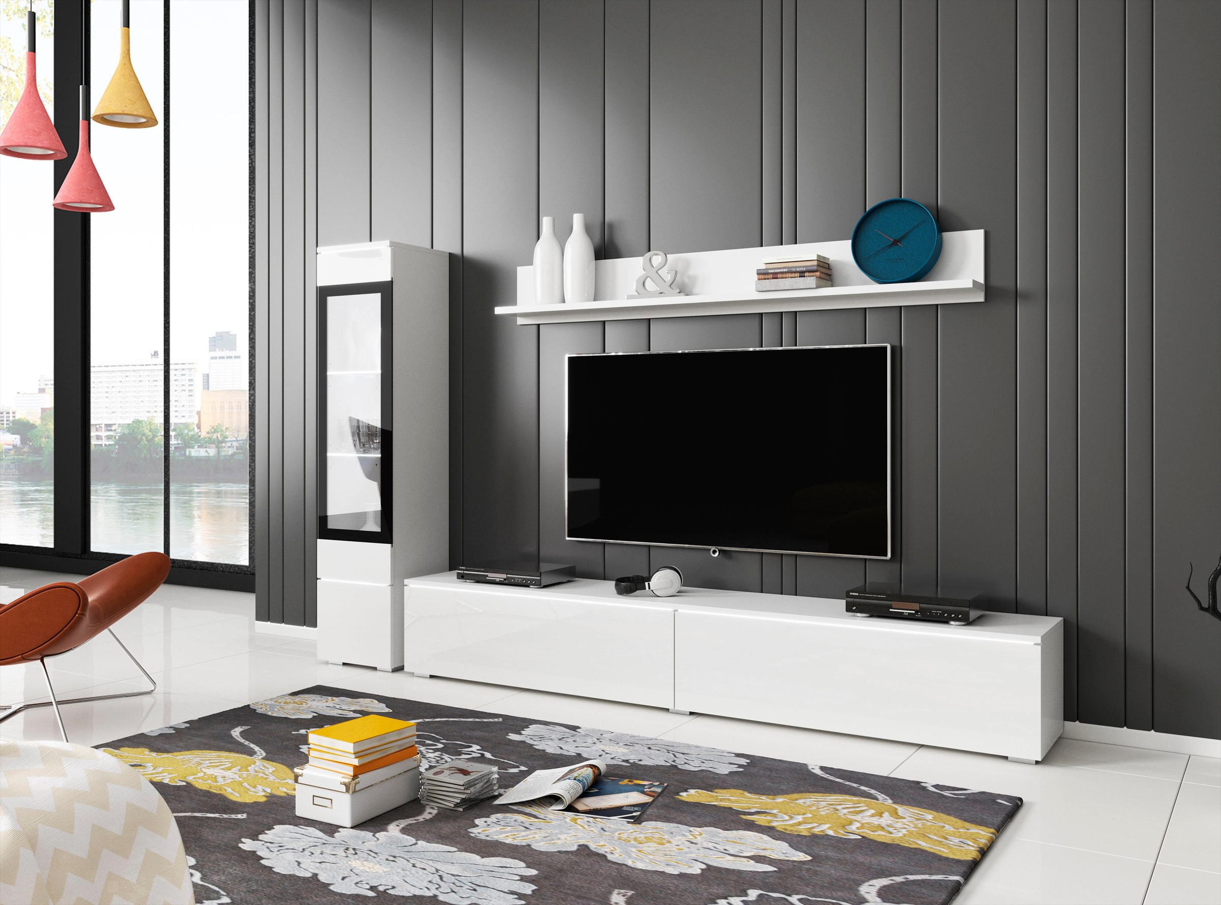 INOSIGN Wohnwand »VERA I, Vitrinen Türanschlag links/rechts wechselbar«, (Komplett-Set, 3 St.), Mediawand 230 cm, Vitrine mit Verglasung, stehend und hängend