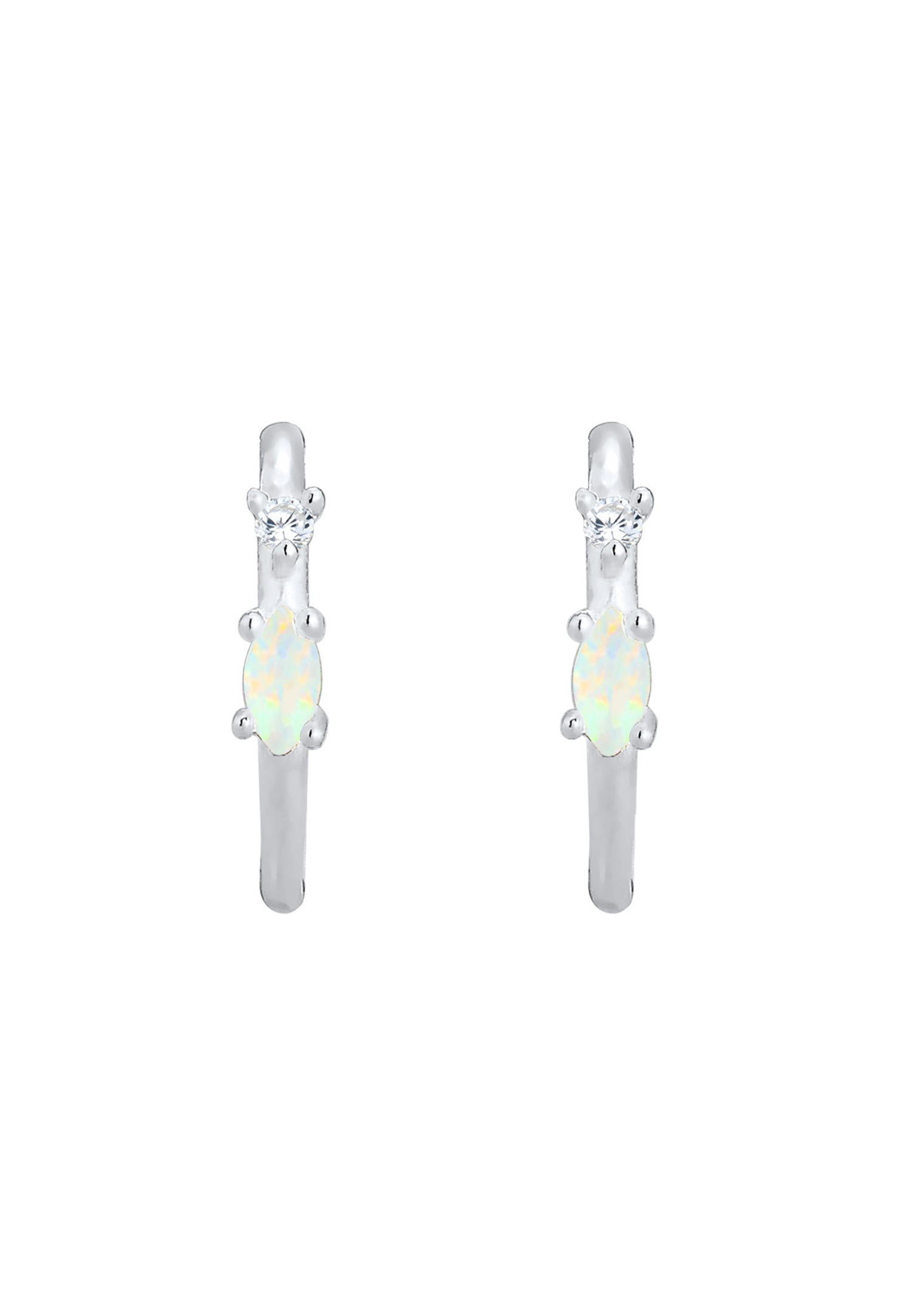 Elli Paar Creolen »Ohrringe Stecker Opal Marquise und Zirkonia 925 Silber«