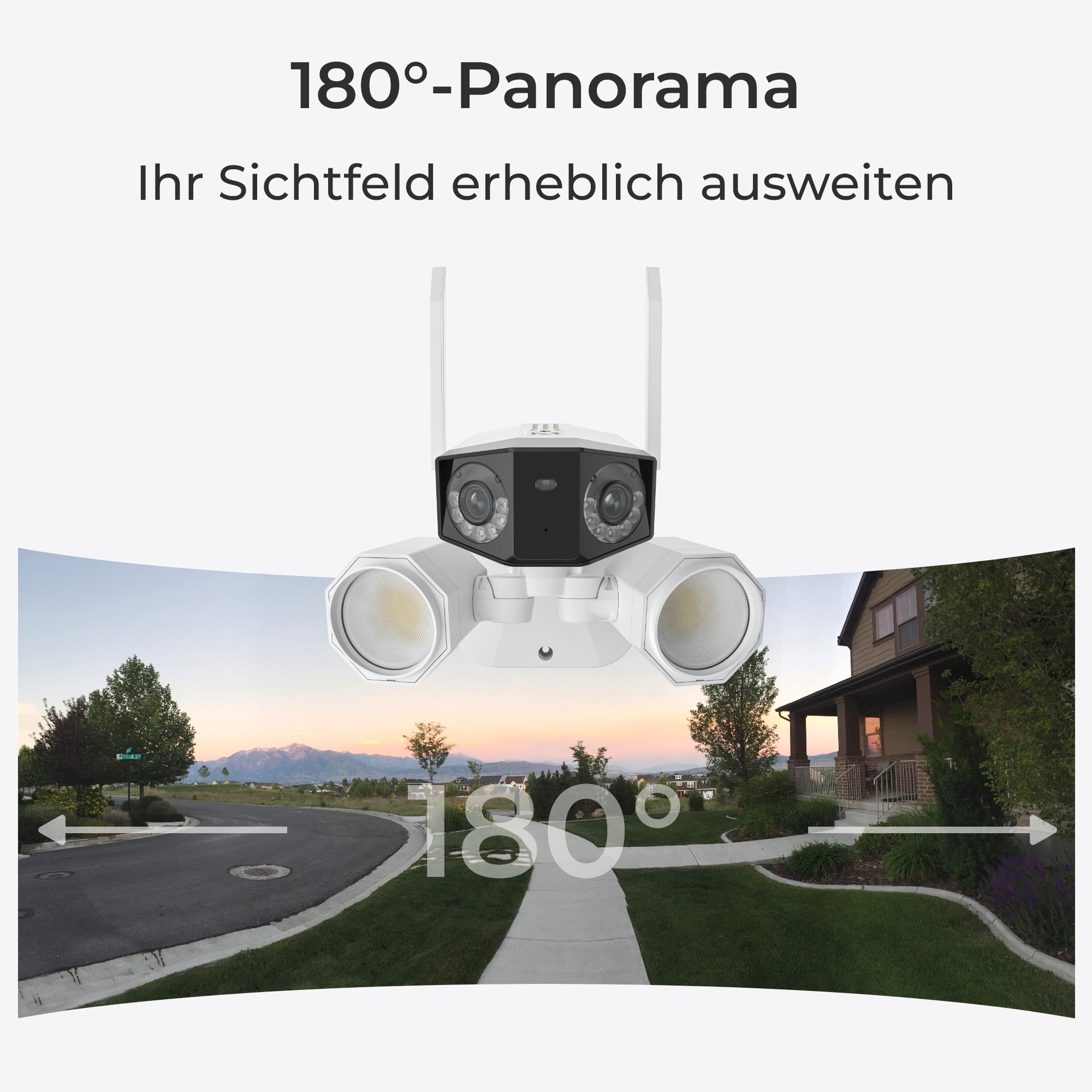 Reolink Überwachungskamera »Floodlight Serie F750W - 4K Dual-Objektiv Überwachungskamera Aussen«, Außenbereich, WLAN, 180° Panorama-Weitwinkel, Personen-/Fahrzeug-/Tiererkennung