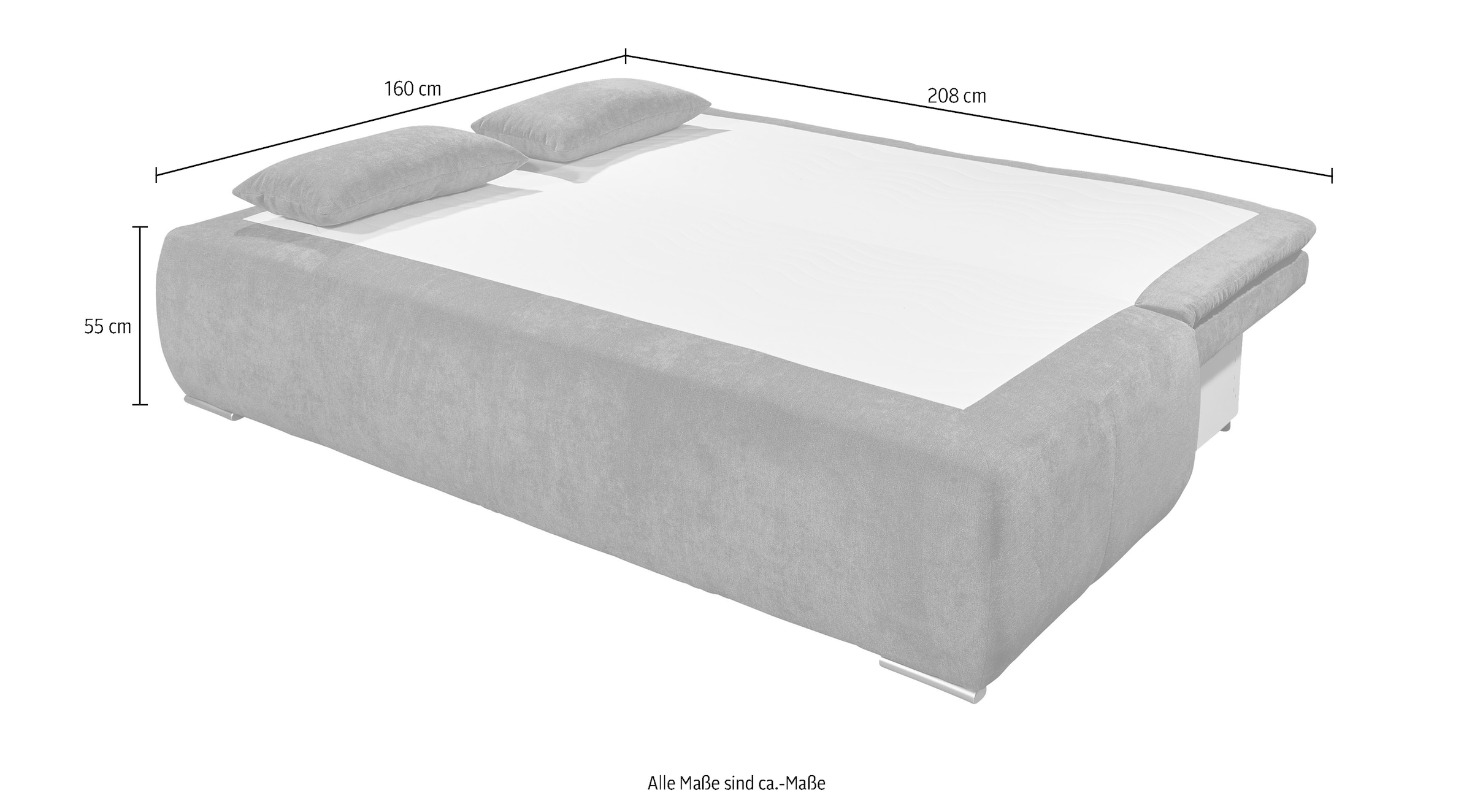 ED EXCITING DESIGN Schlafsofa »Jana«, mit Bettfunktion und Bettkasten, sowie Rücken- und Armlehnkissen