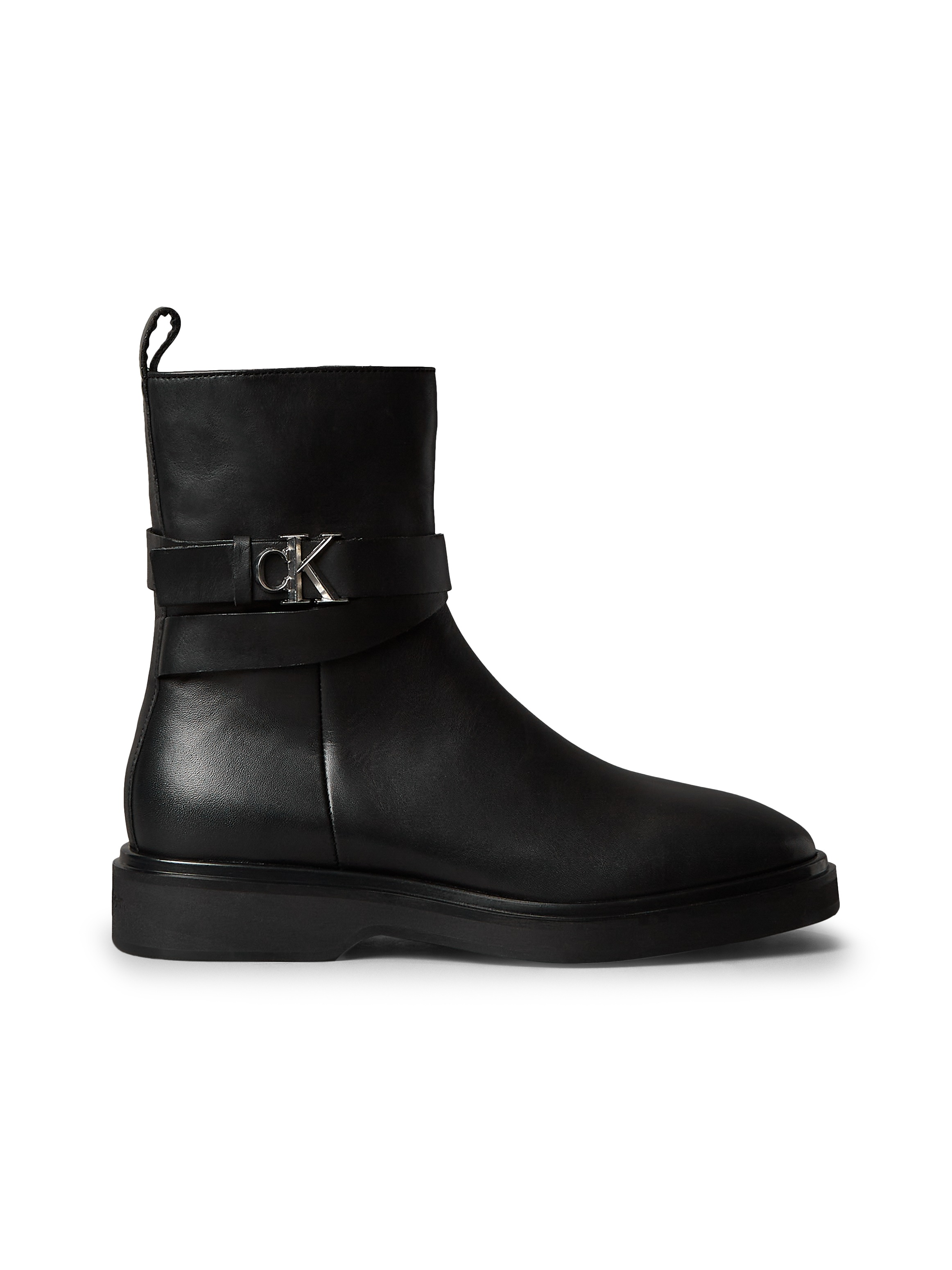Calvin Klein Stiefelette »ANKLE BOOT W/ METAL LOGO«  Boots, Klassik-Stiefelette, Blockabsatz, mit Anziehlasche