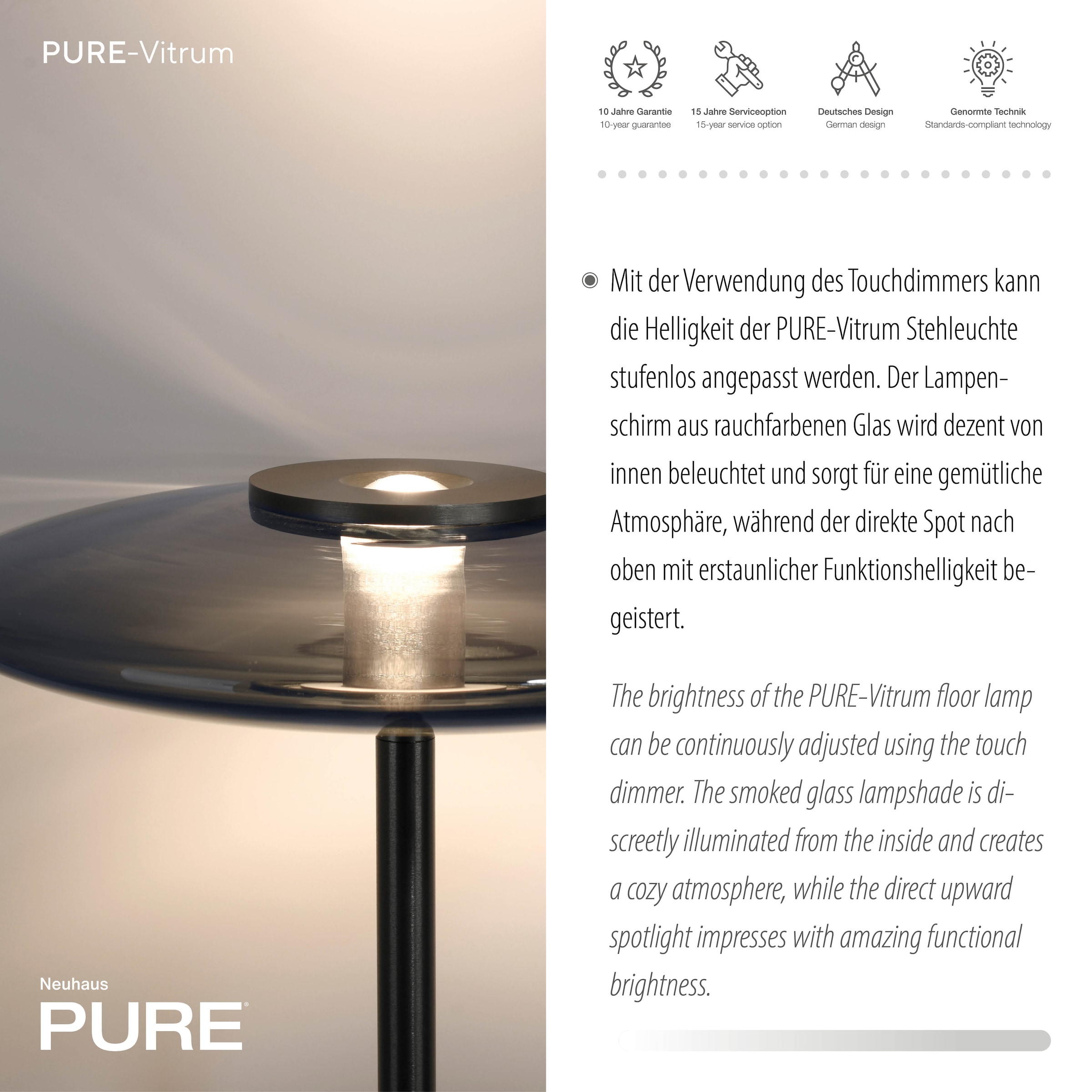 Neuhaus PURE LED Stehlampe »PURE Vitrum« LED-Board 1 Stk. Warmweiß Dimmbar über Touchdimmer