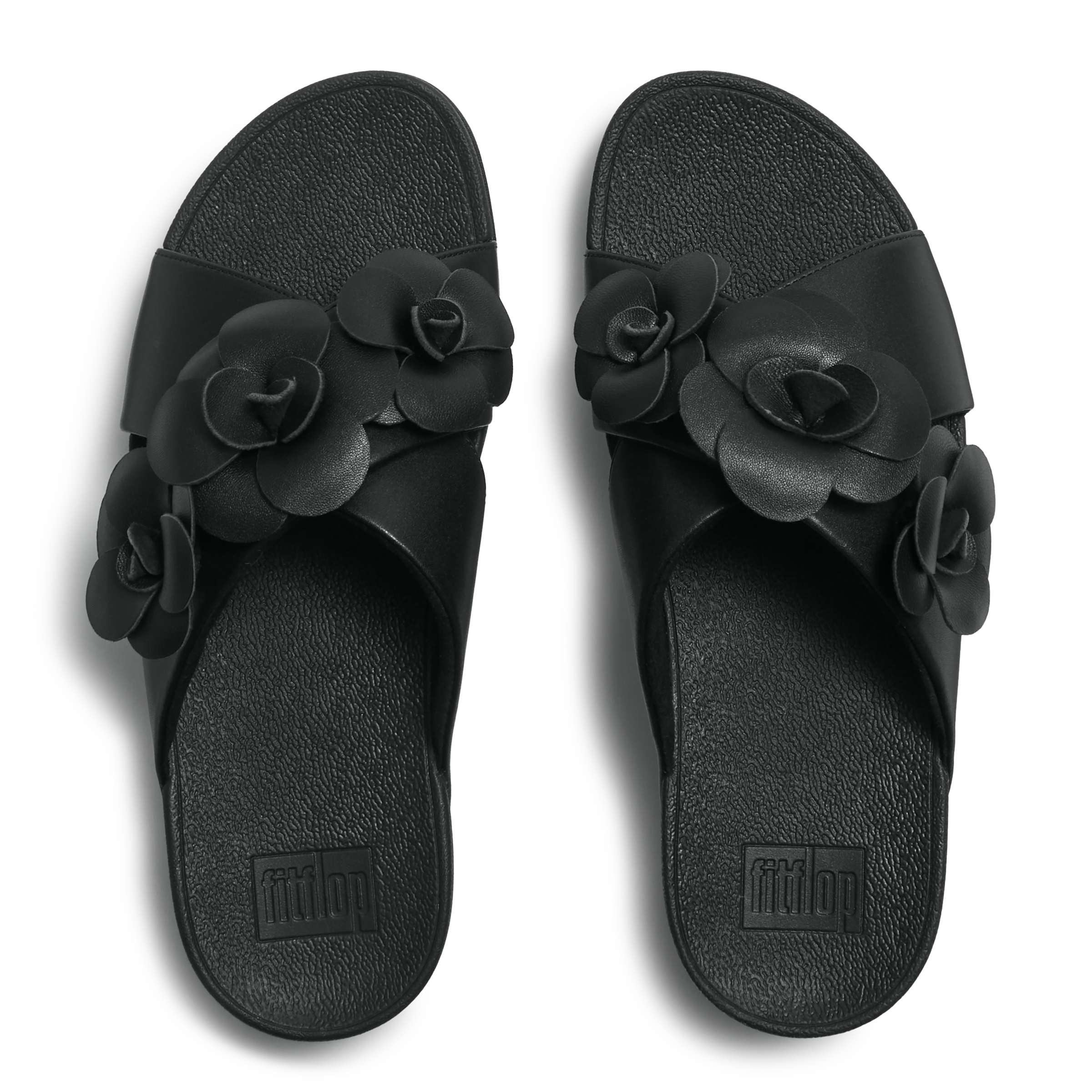 Fitflop Pantolette »LULU FLOWER CROSS SLIDES«  Keilabsatz, Sommerschuh, Schlupfschuh mit dekorativen Blüten