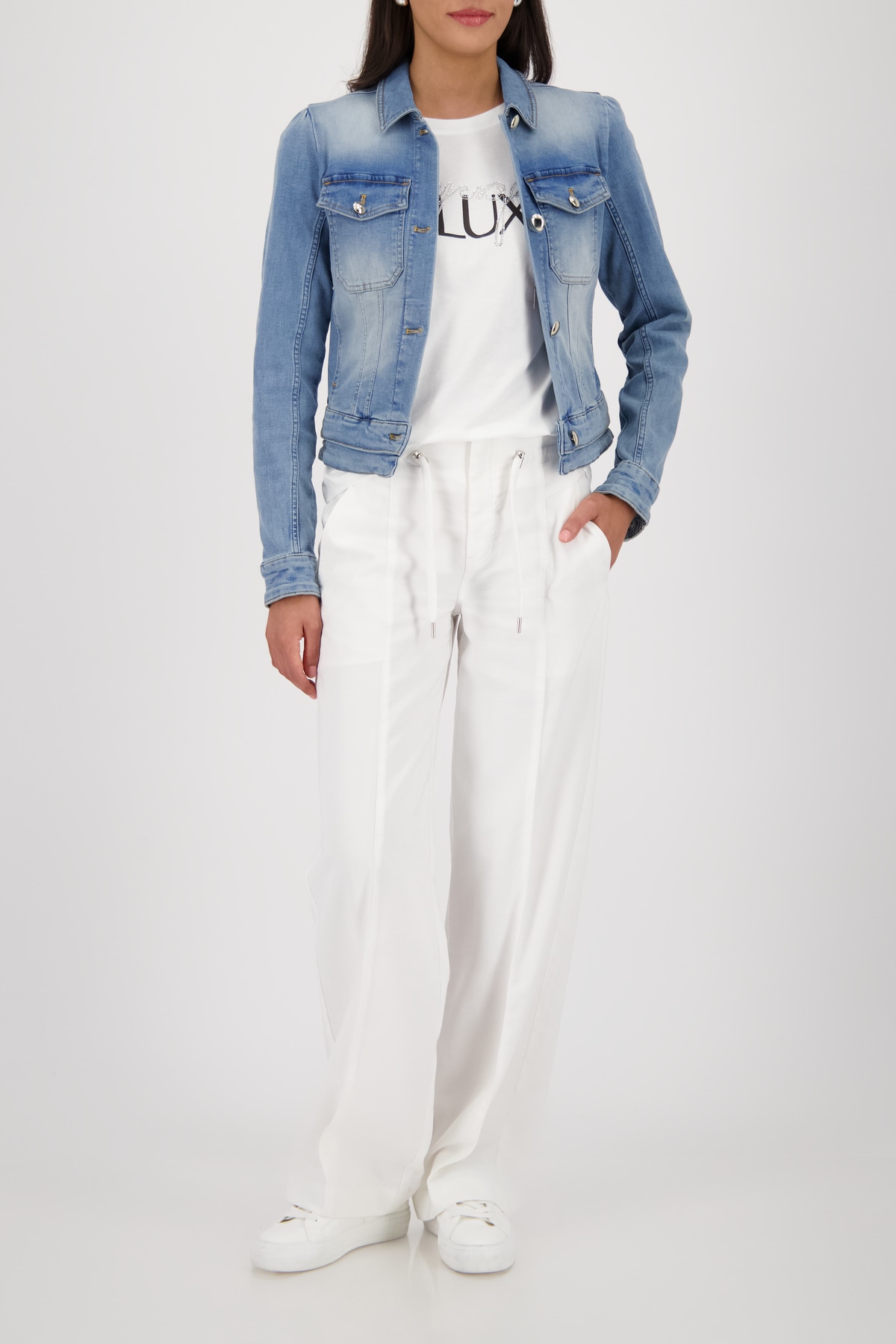 Monari Jeansjacke »Jacke Jeans« ohne Kapuze Regular fit mit Schmuckknöpfen