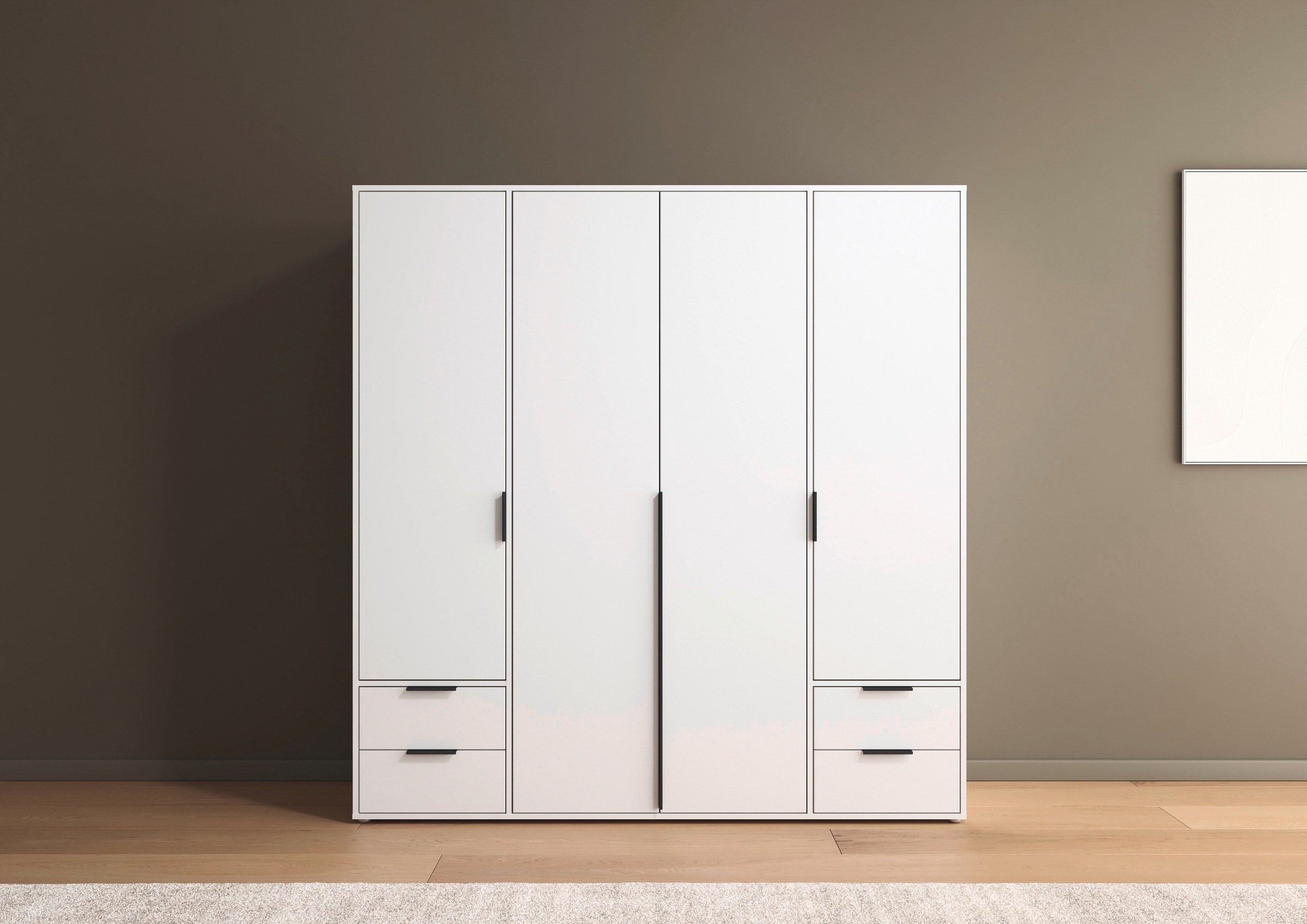 rauch Drehtürenschrank »Kleiderschrank Schrank Garderobe Wäscheschrank NAGATA viel Stauraum«, (in 3 verschiedenen Ausstattungen BASIC/CLASSIC/PREMIUM), mit Schubladen sowie Stangengriffen TOPSELLER MADE IN GERMANY