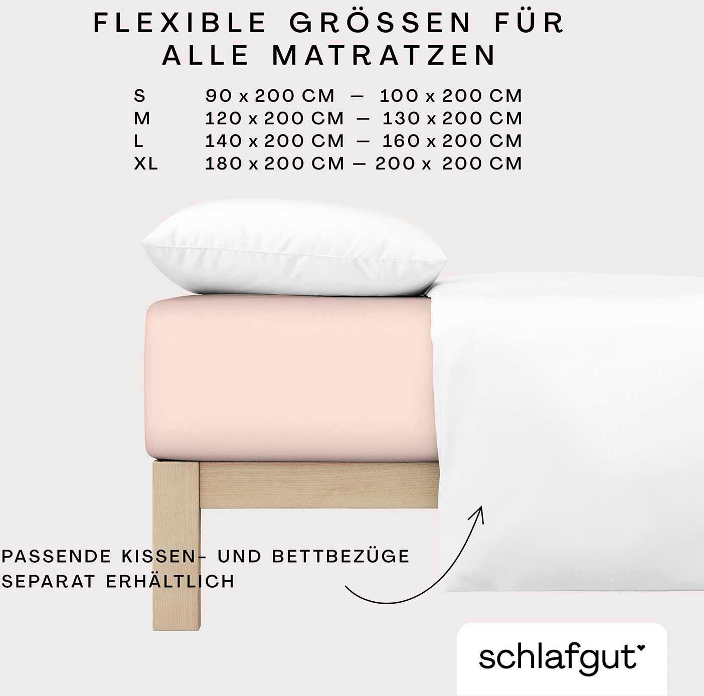 Schlafgut Spannbettlaken »CASUAL u.a. in Gr. 90x200, 140x200 oder 180x200 cm, 100% Baumwolle«, Bettlaken für Matratzen bis 25 cm Höhe, zuverlässig, langlebig, weich
