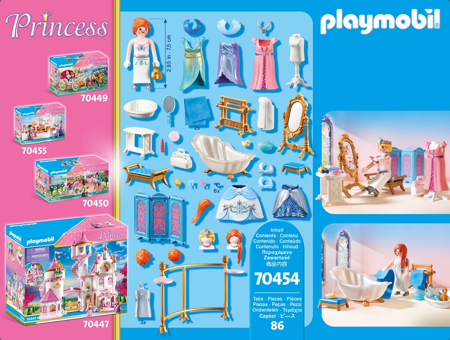 Playmobil® Konstruktions-Spielset »Ankleidezimmer mit Badewanne (70454), Princess«, (86 St.), Made in Germany