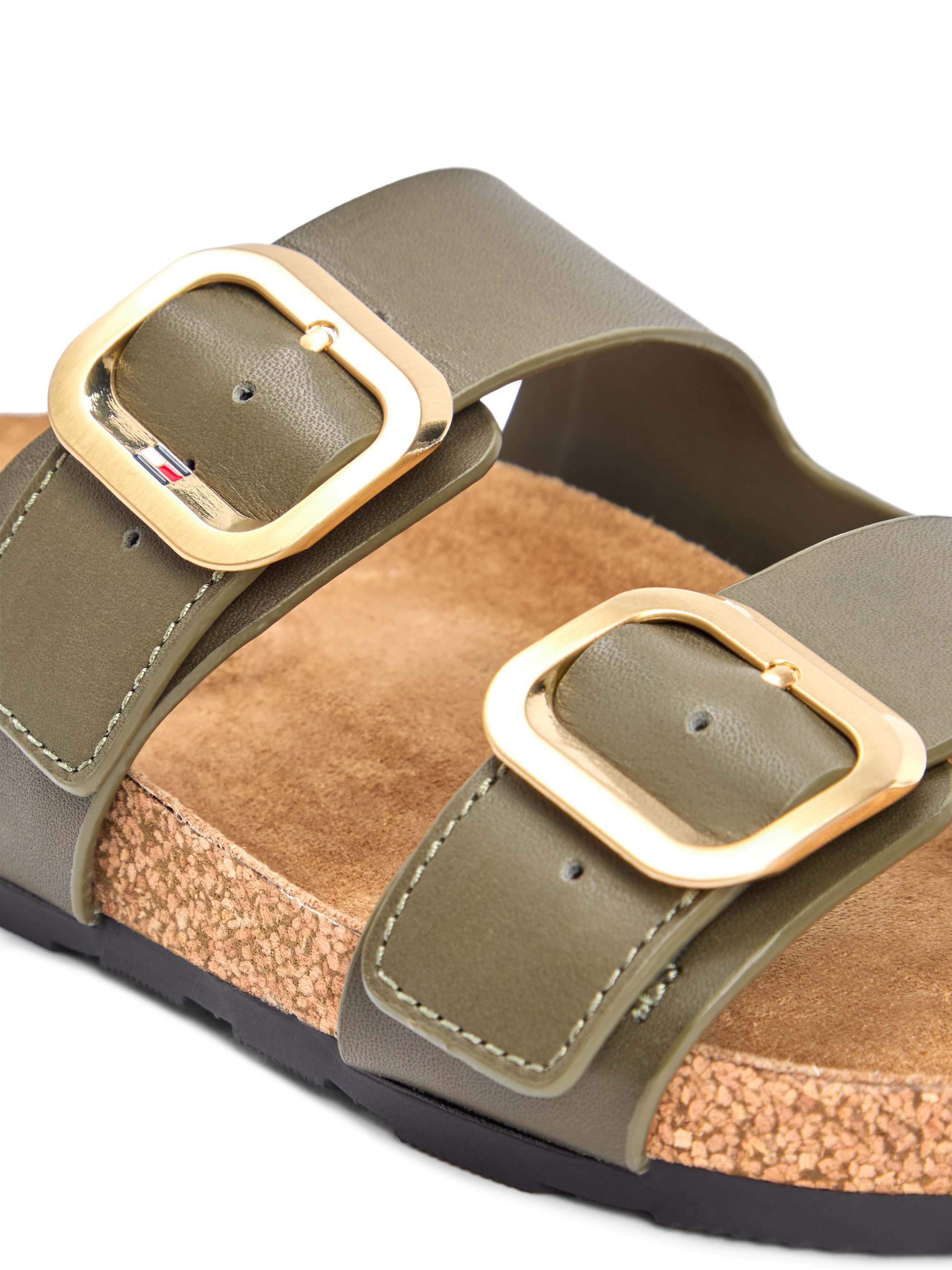 Tommy Hilfiger Pantolette »TH CLASSIC CORK SANDAL LEATHER«  Sommerschuh, Schlupfschuh, Flat mit Logoemblem