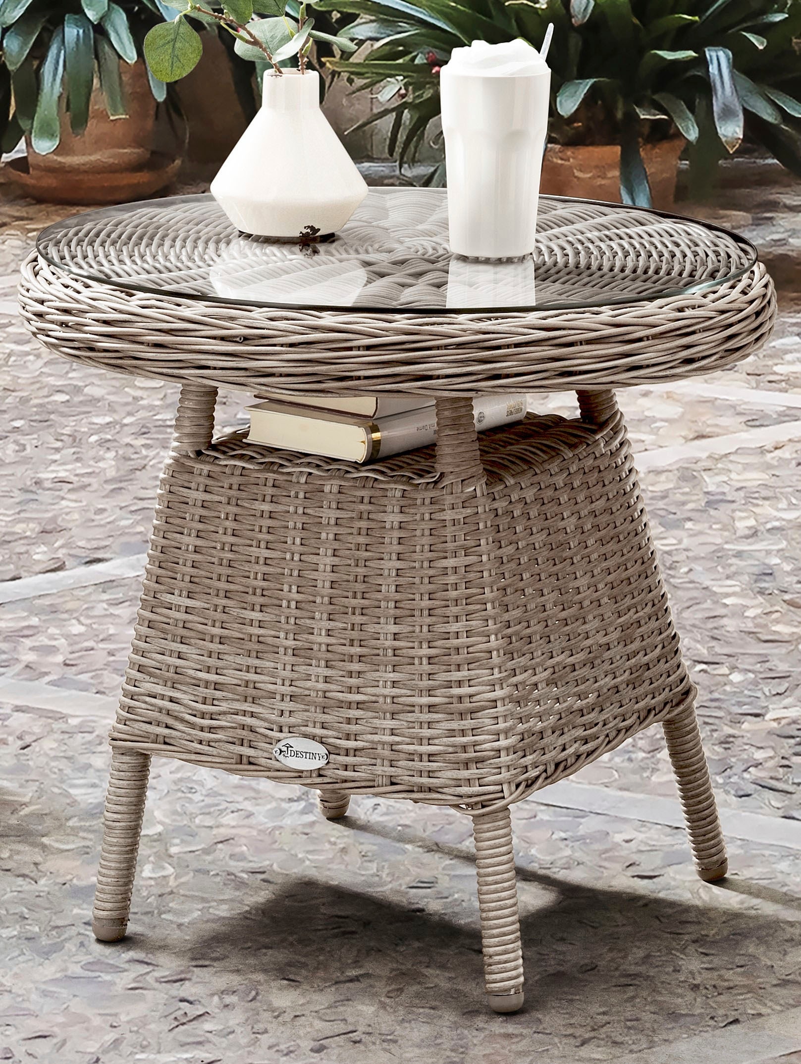 Destiny Balkonset »LUNA MALAGA«, (7 tlg., 2x Sessel, 1x Beistelltisch, inkl. Auflagen), Aluminium, Polyrattan