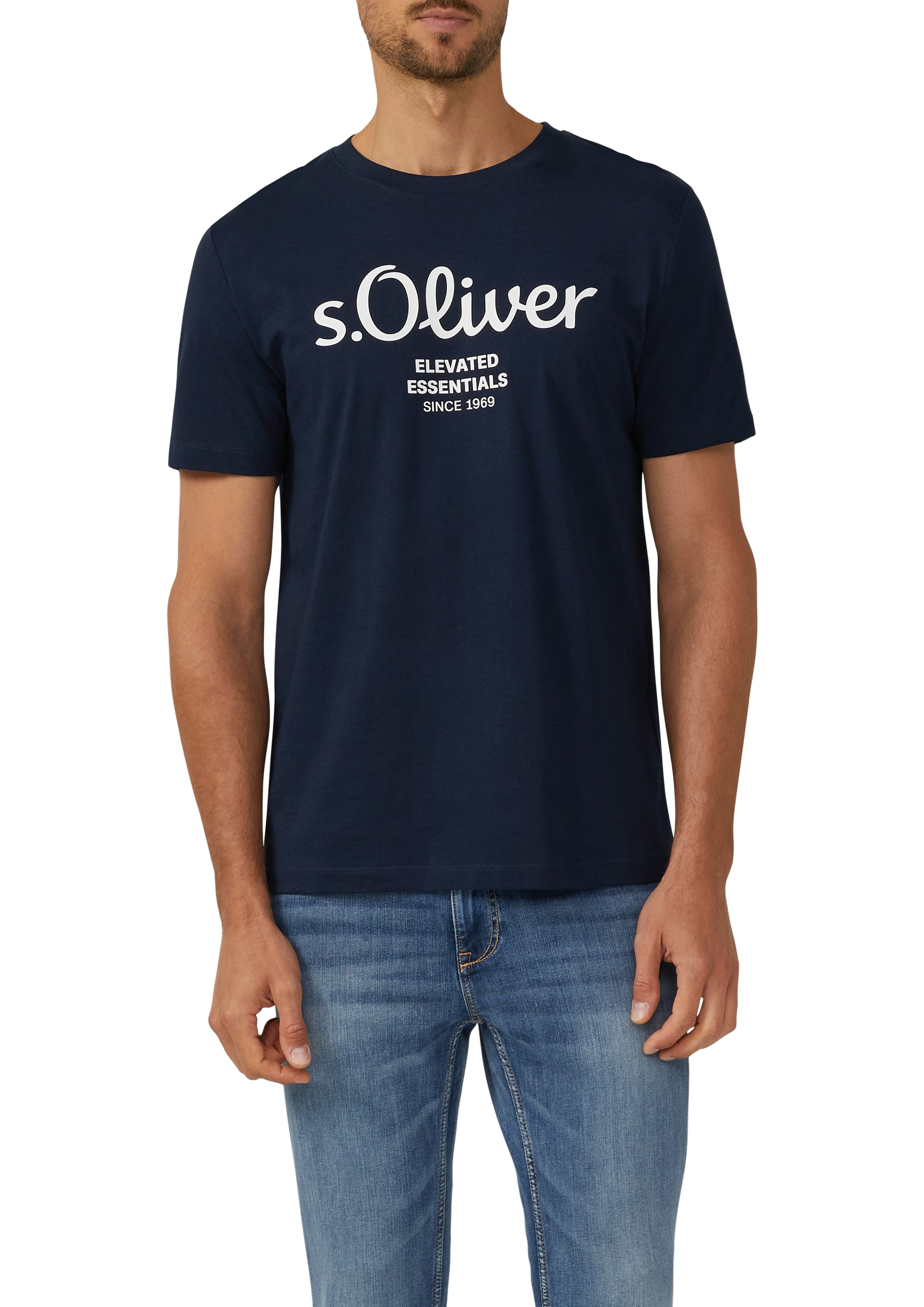 s.Oliver T-Shirt, (2 tlg.), mit großen Logo-Print, im 2er Pack