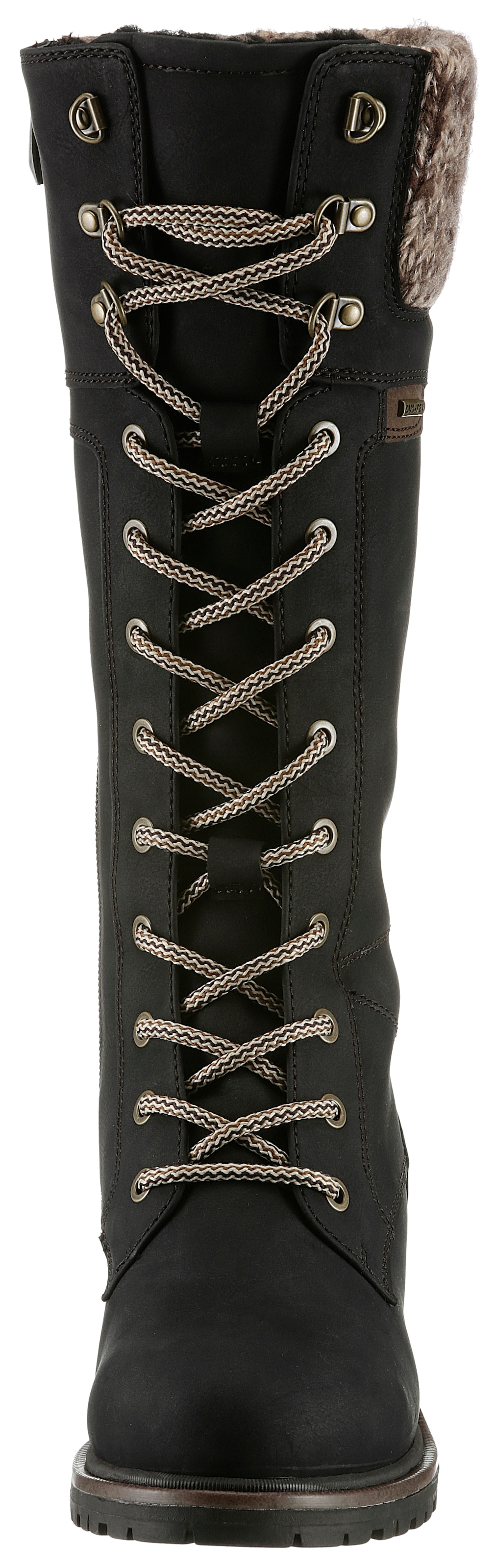 Tamaris Winterstiefel, Blockabsatz, Schnürstiefel, Langschaftstiefel, vegane Verarbeitung