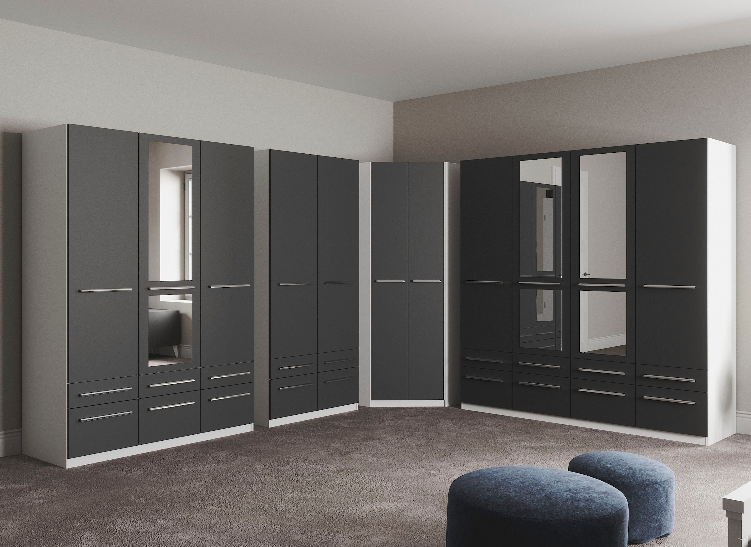 priess Kleiderschrank »Schrank Garderobe Wäscheschrank Barcelona in 5 Breiten«, viel Stauraum, geräumige Schubkästen, mit Spiegel, MADE IN GERMANY