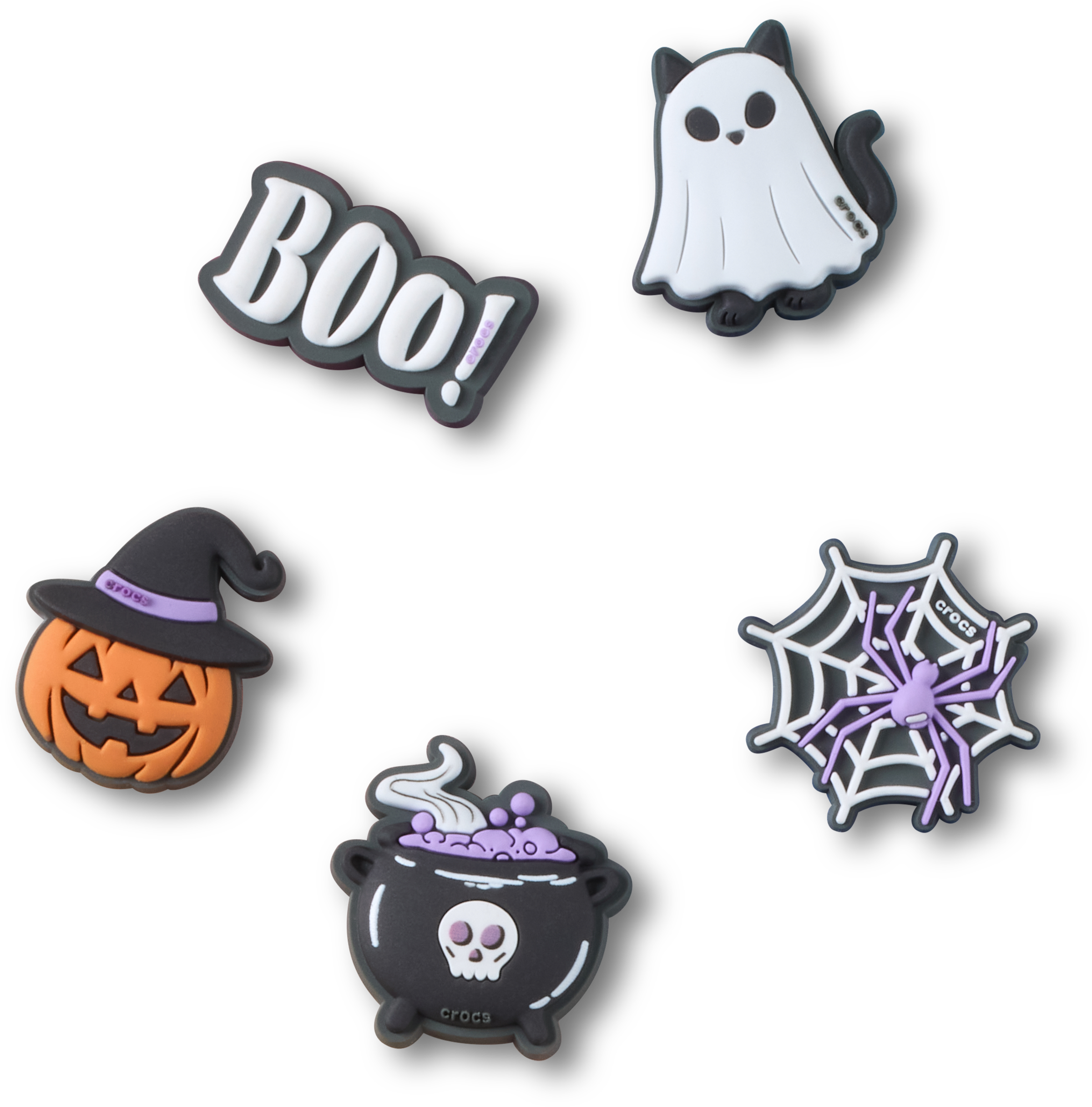 Crocs Schuhanstecker »Jibbitz™ Boo Halloween« Set, Kein Spielzeug. Nicht für Kinder unter 3 Jahren geeignet, 5 Helloween Motive zum Anstecken, Charm, Anstecker für Crocs Schuhe
