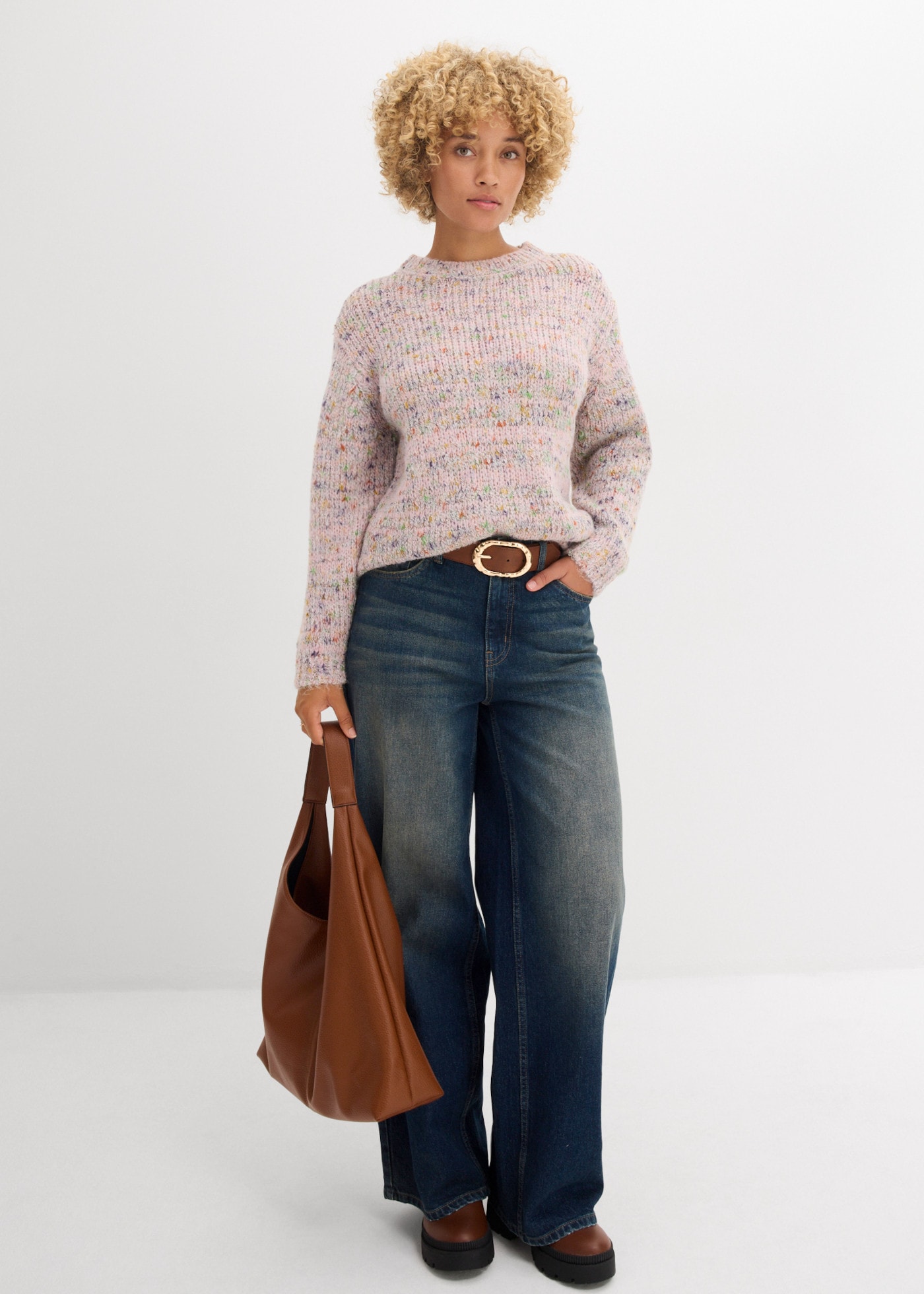 bonprix Strickpullover mit Rundhalsausschnitt, in Oversize-Passform, im Casual-Stil