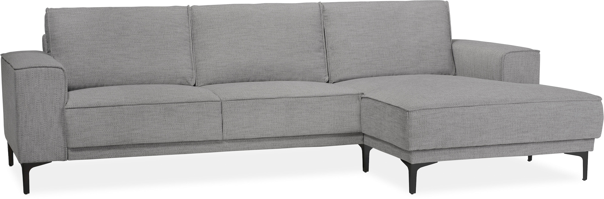 Places of Style Ecksofa »Polsterecke Oland, Struktur, Flachgewebe, Luxus-Microfaser, Boucle«, L-Form, 280 cm, Wellenunterfederung, Skandi-Design, Metallfüße
