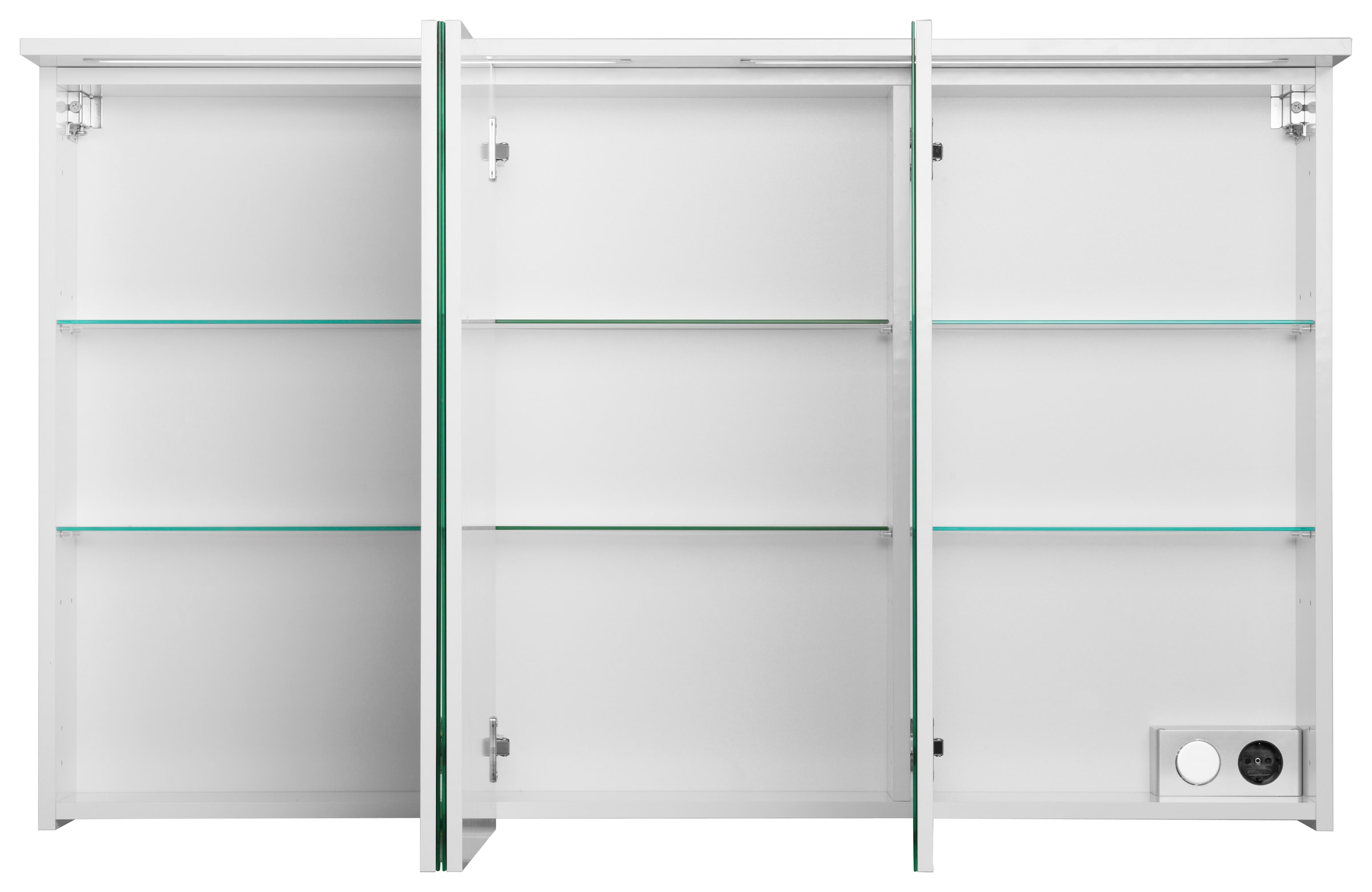 Schildmeyer Spiegelschrank »Profil 16 made in Germany«, Breite 120 cm, 3-türig, 2x LED-Beleuchtung, Schalter-/Steckdosenbox