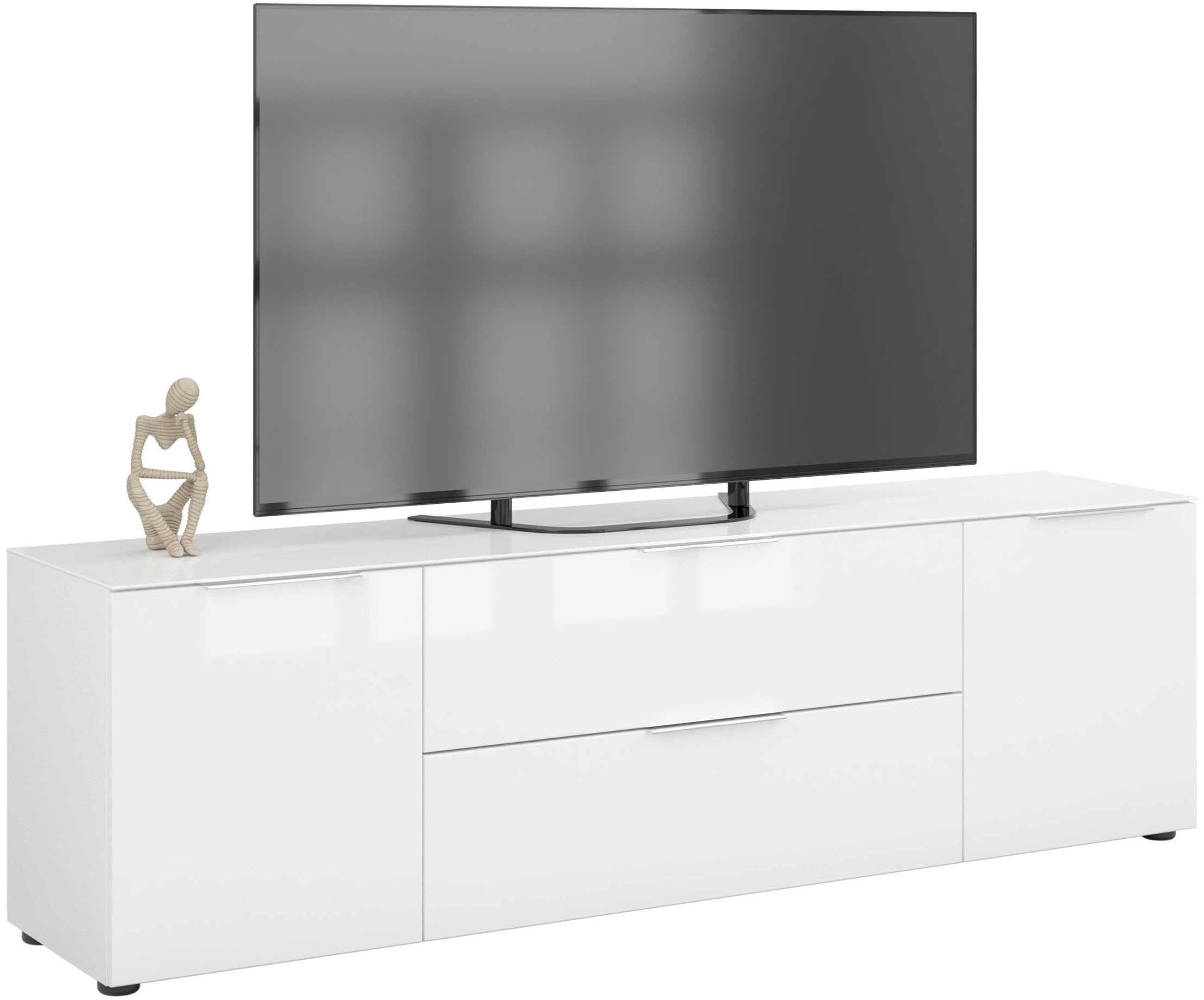 Manjana Möbel Lowboard »mit Chrom oder Schwarz matten Metallgriffen« mit Glasfronten, melaminbeschichtete Oberfläche, Made in Germany