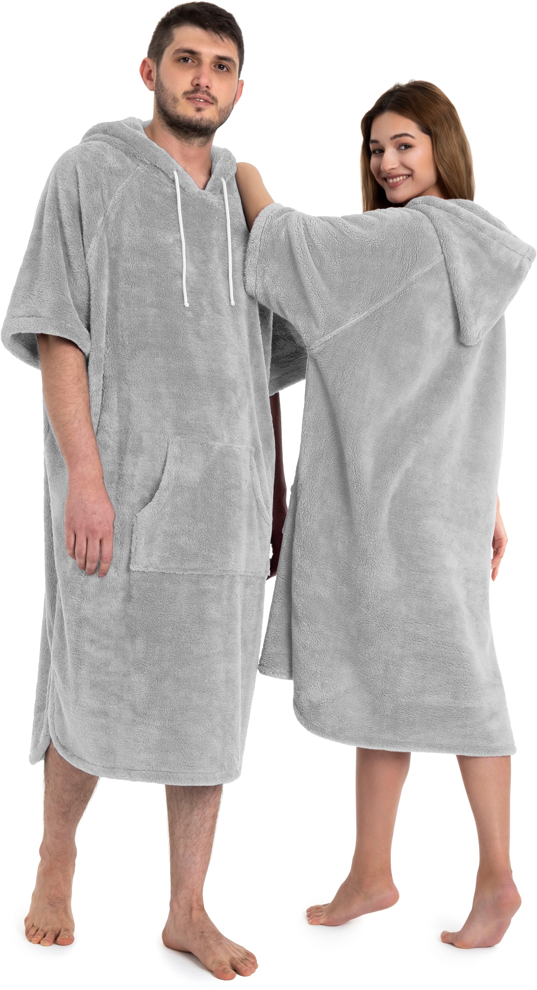 my home Badeponcho »Lillou, ideal für Sauna, Spa & im Urlaub«, (1 St.), weich und kuschelig, Fleece, Unisex, für Damen und Herren, Surfponcho