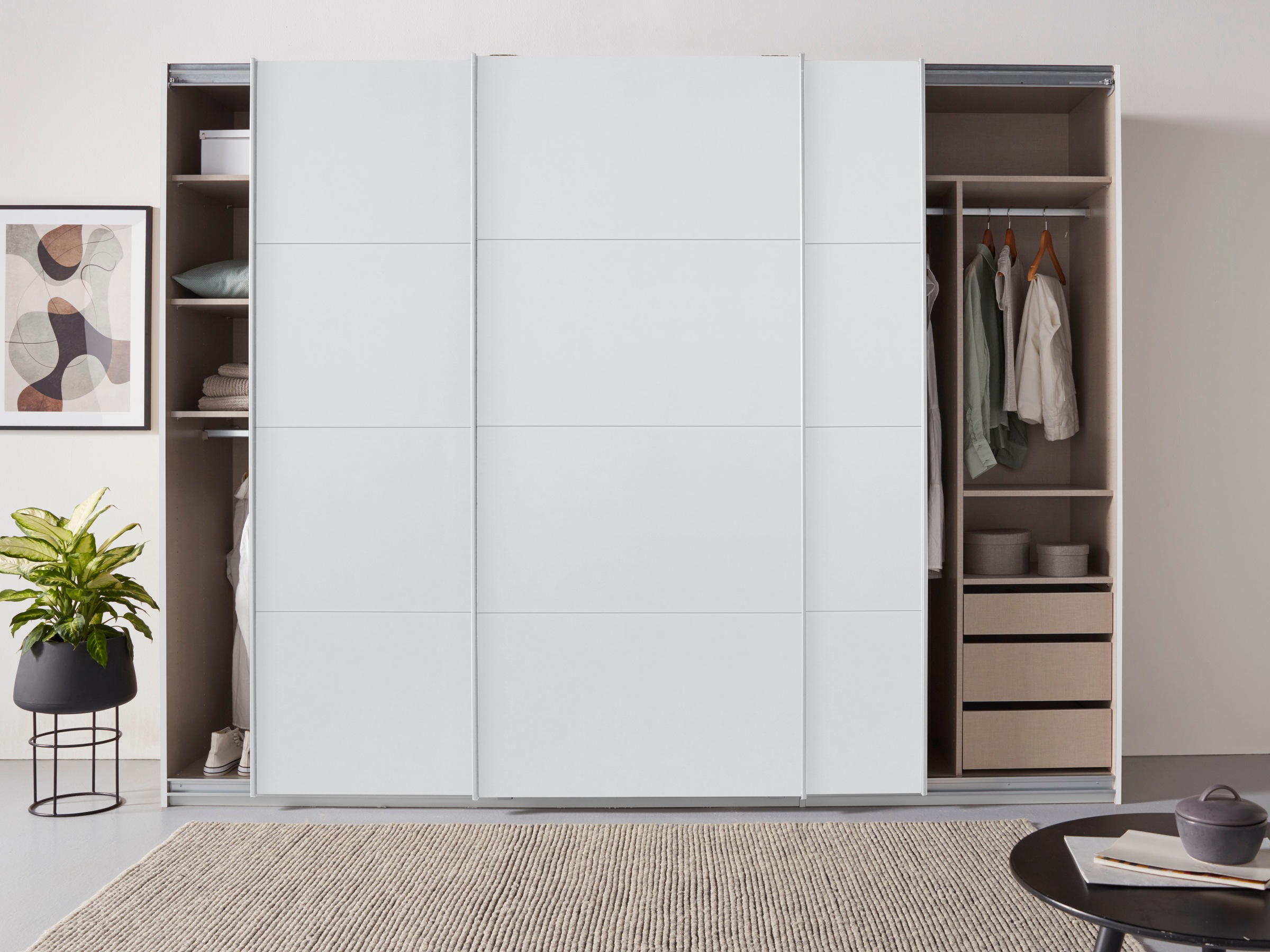 rauch Schwebetürenschrank »Kleiderschrank Schrank Garderobe TOPSELLER OTELI inkl. Inneneinteilung«, mit 3 Innenschubladen sowie zusätzlichen Einlegeböden MADE IN GERMANY