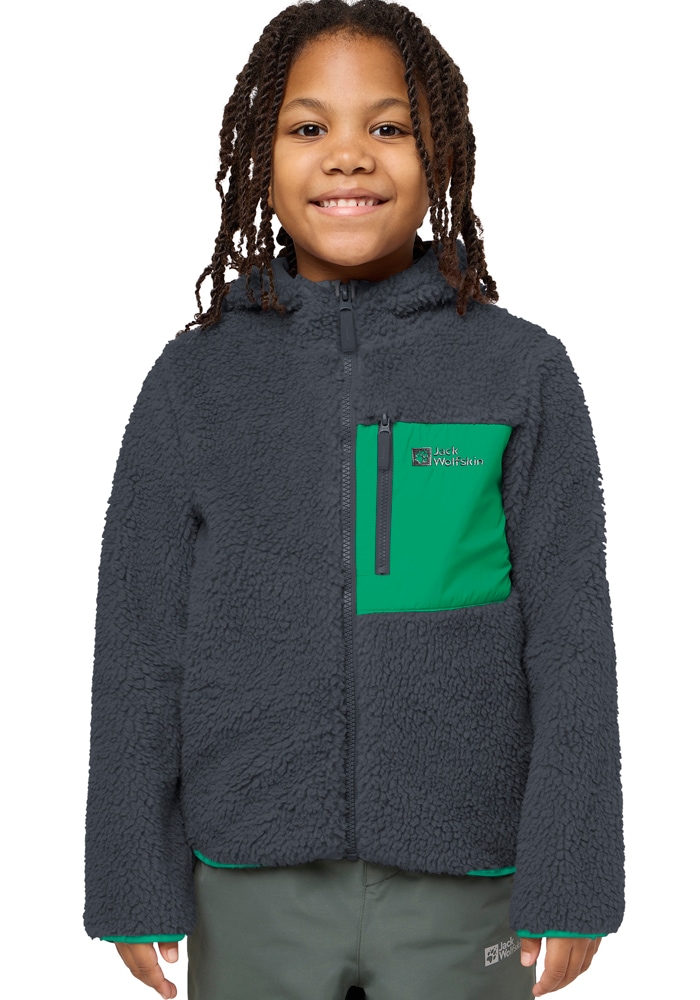 Jack Wolfskin Fleecejacke »ICE CURL HOOD JACKET K«, mit Kapuze, Wärmend, winddicht, Übergangsjacke