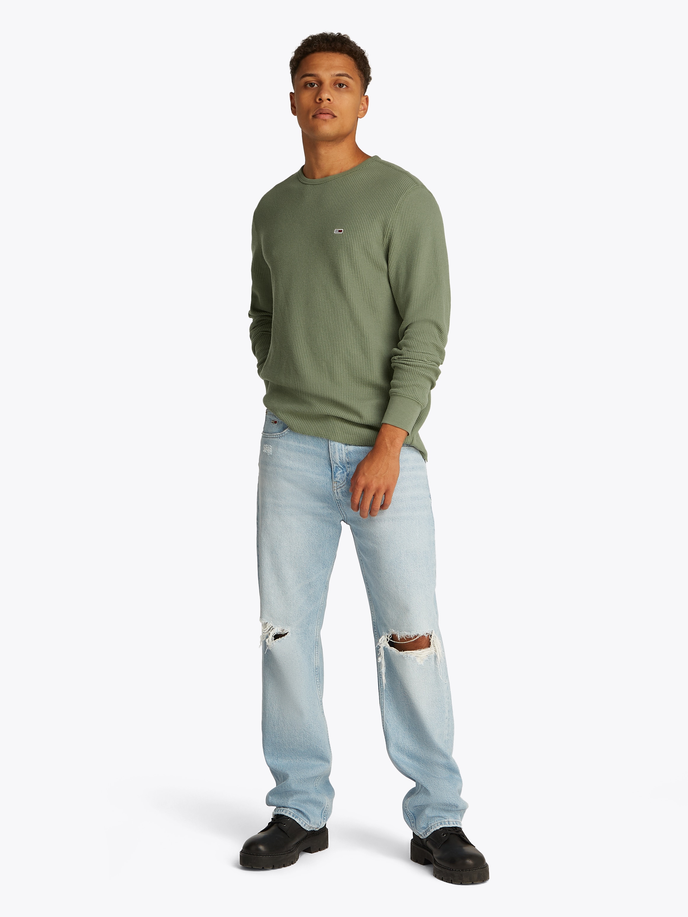 Tommy Jeans Langarmshirt »TJM SLIM WAFFLE L/S TEE EXT«, mit Waffelstruktur