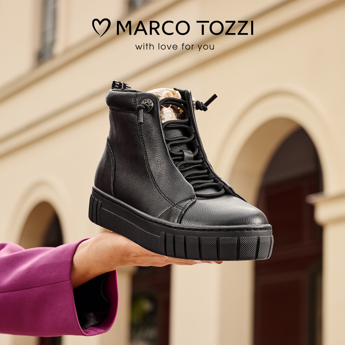 MARCO TOZZI Sneaker  Plateau, Boots, High Top-Sneaker mit elastischem Schnürsenkeln