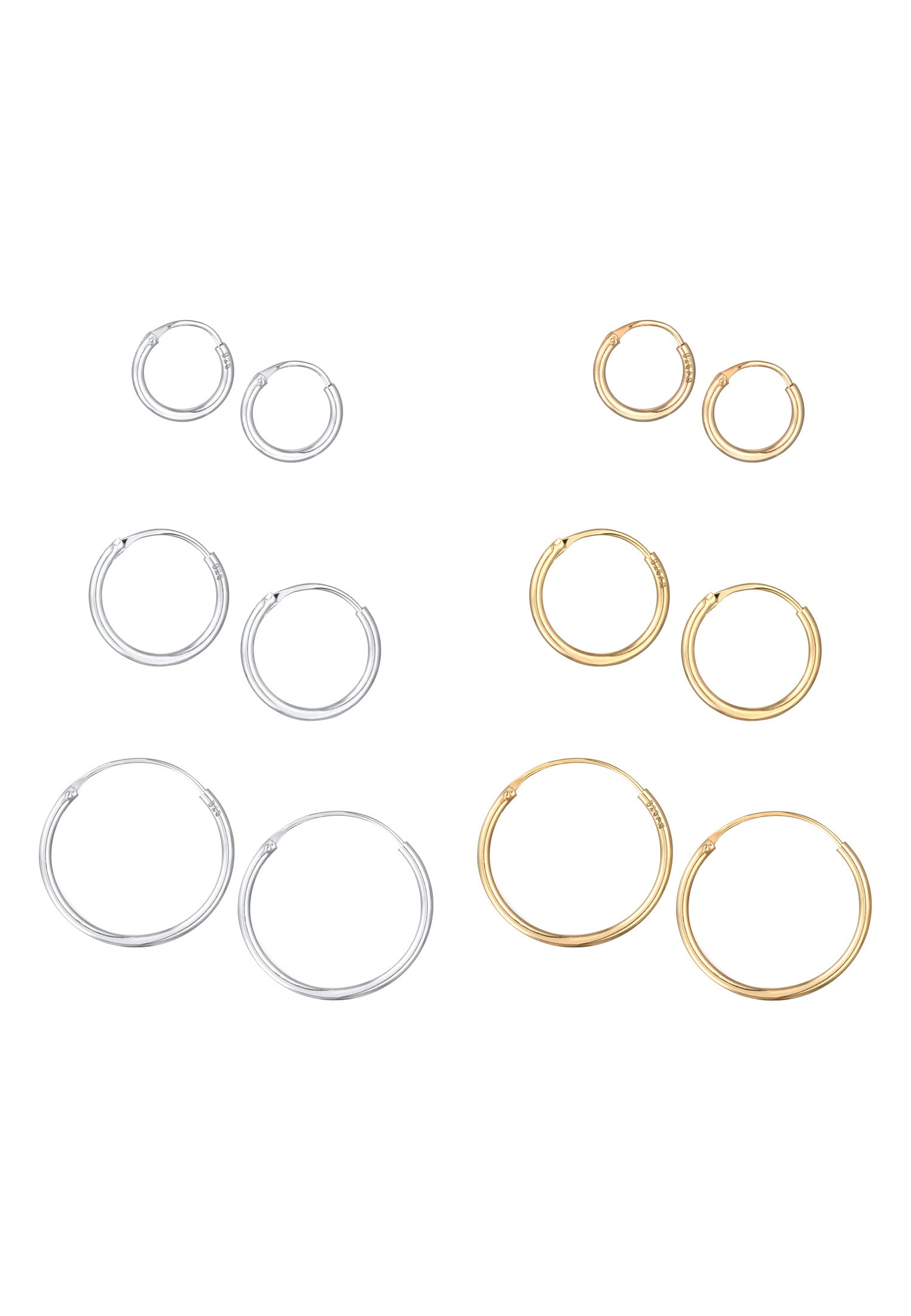 Elli Ohrstecker-Set »Ohrringe Creolen Basic 6er Set 925 Silber«
