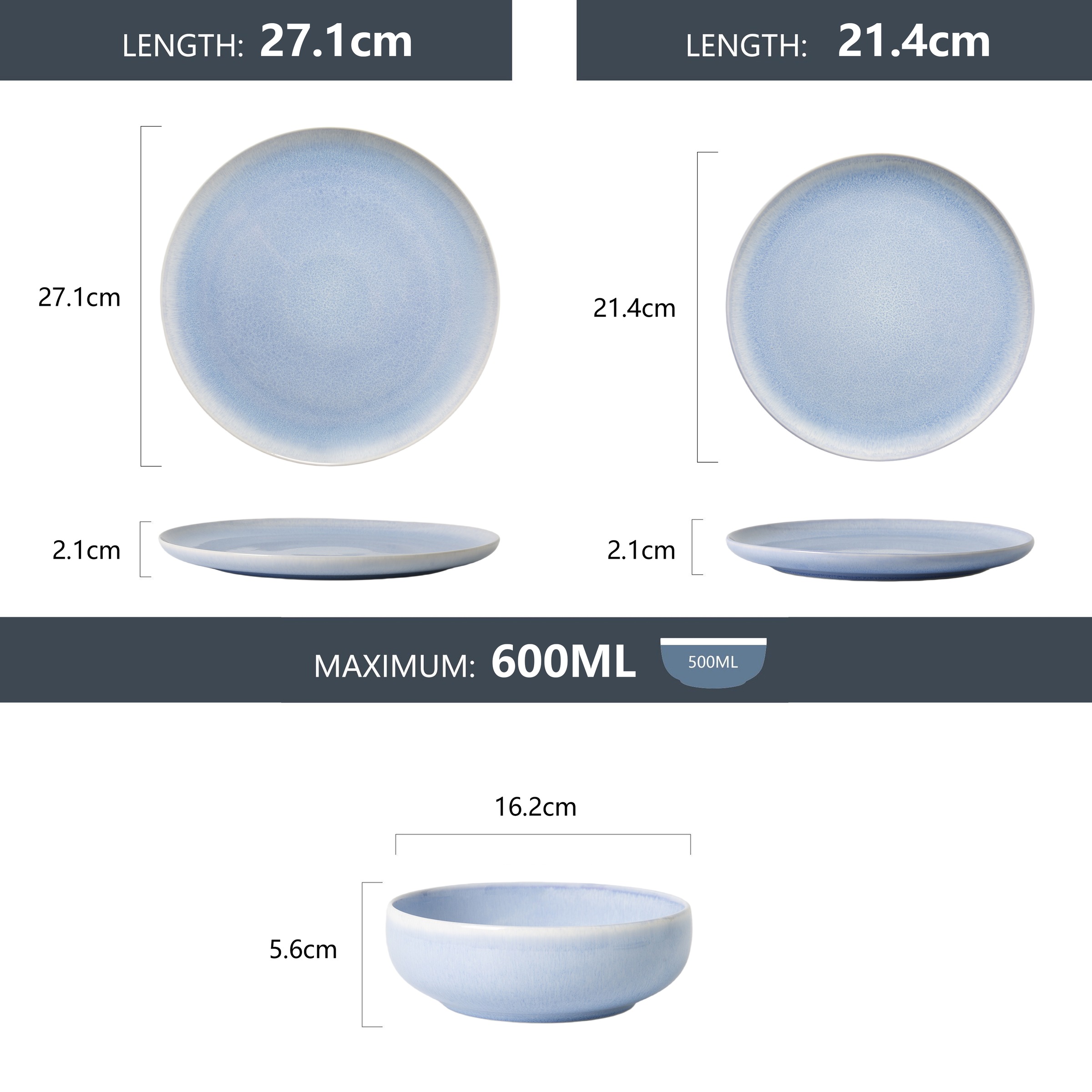 OTTO home Geschirr-Set »Flett, mit Reaktivglasur« Teller Set, spülmaschinenfest und mikrowellengeeignet