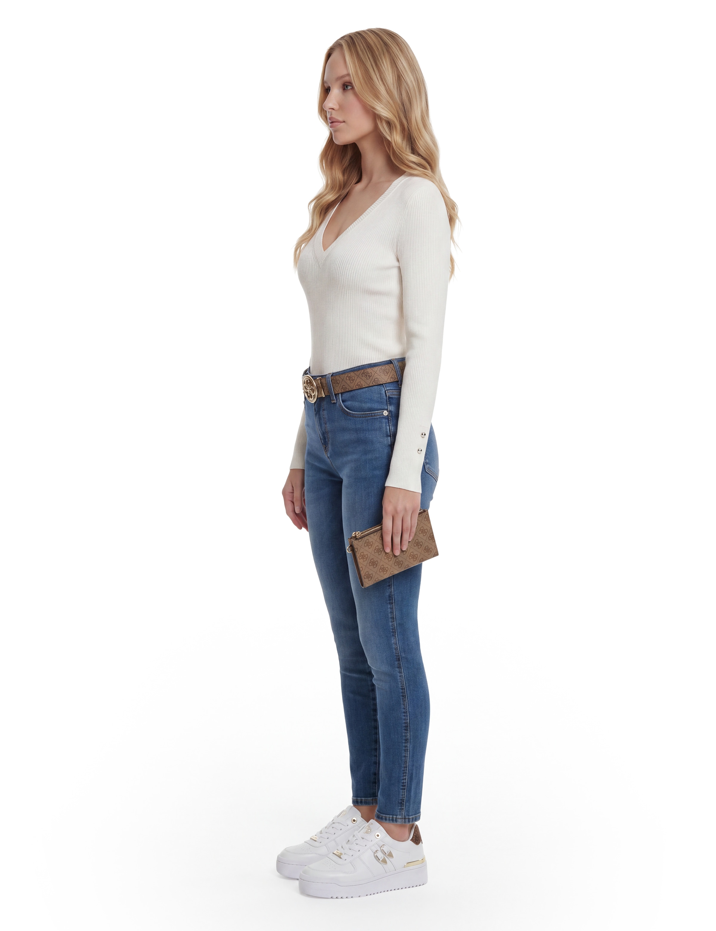 Guess Geldbörse »LAUREL II SLG DBL ZIP ORGNZR« Damen Geldbeutel, Portemonnaie mit zwei Zipperfächern