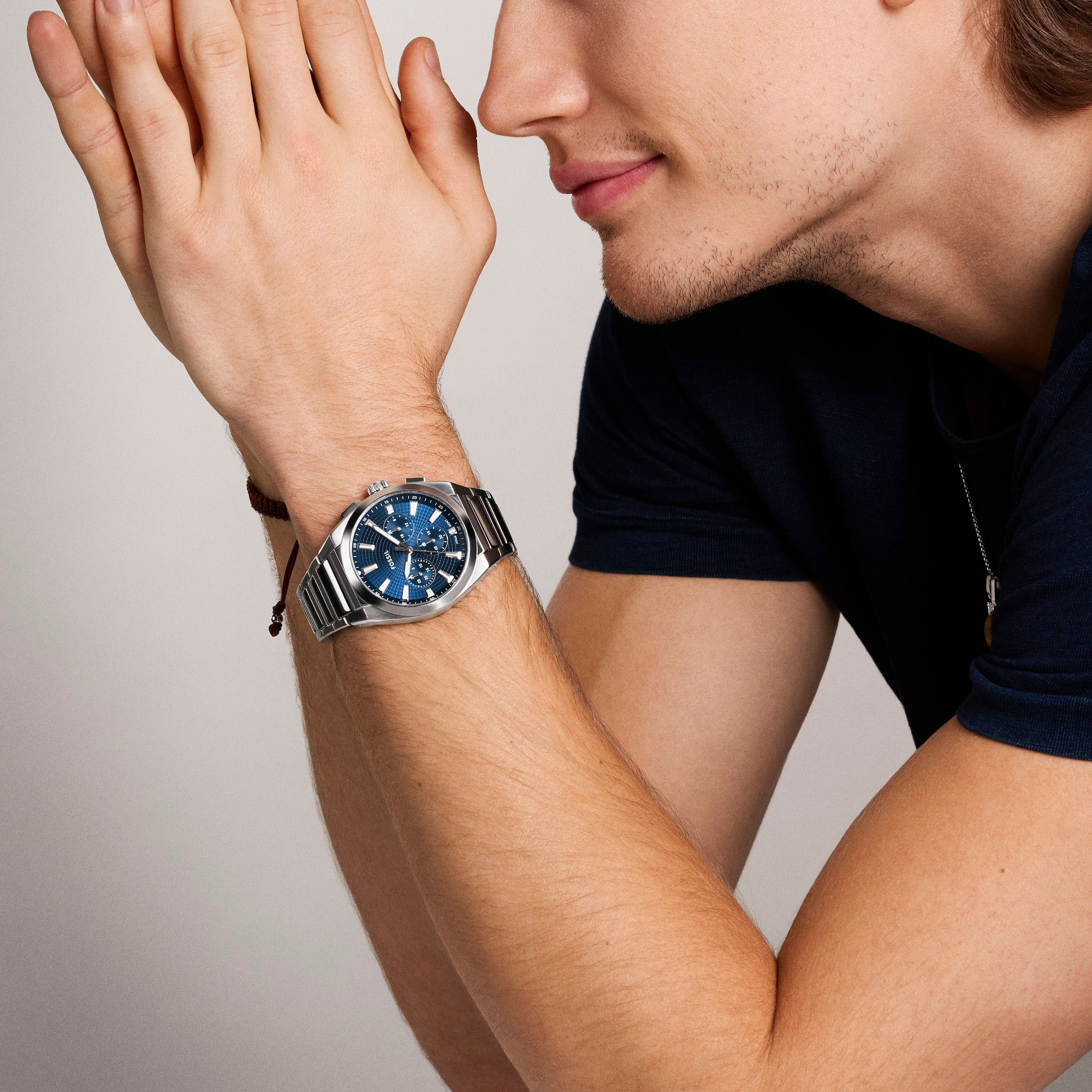 Fossil Chronograph »EVERETT«, Quarzuhr, Armbanduhr, Herrenuhr, Edelstahlarmband, analog