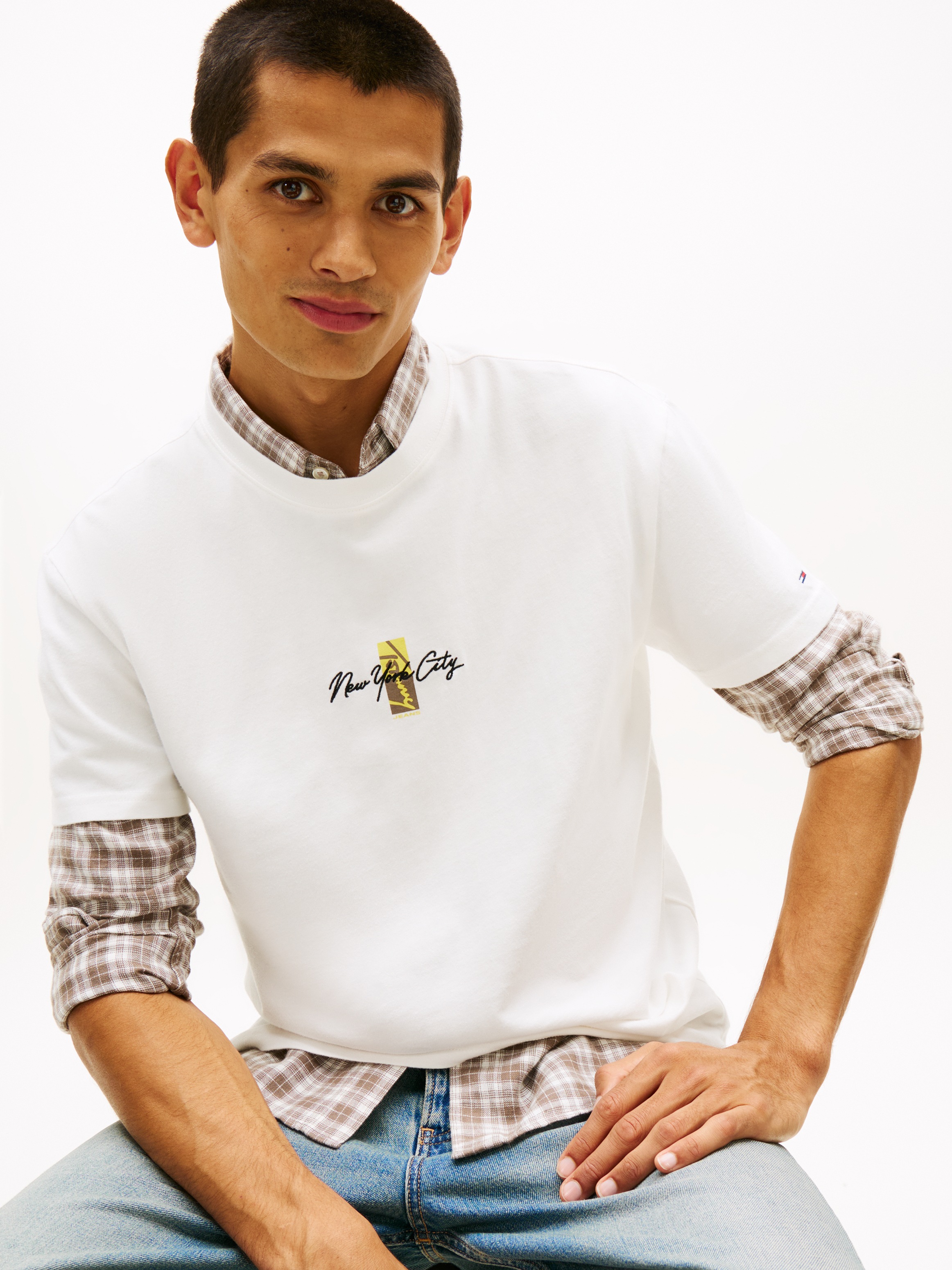Tommy Jeans T-Shirt »TJM REGULAR SIGN BLOCK« Regular fit mit Rundhalsausschnitt