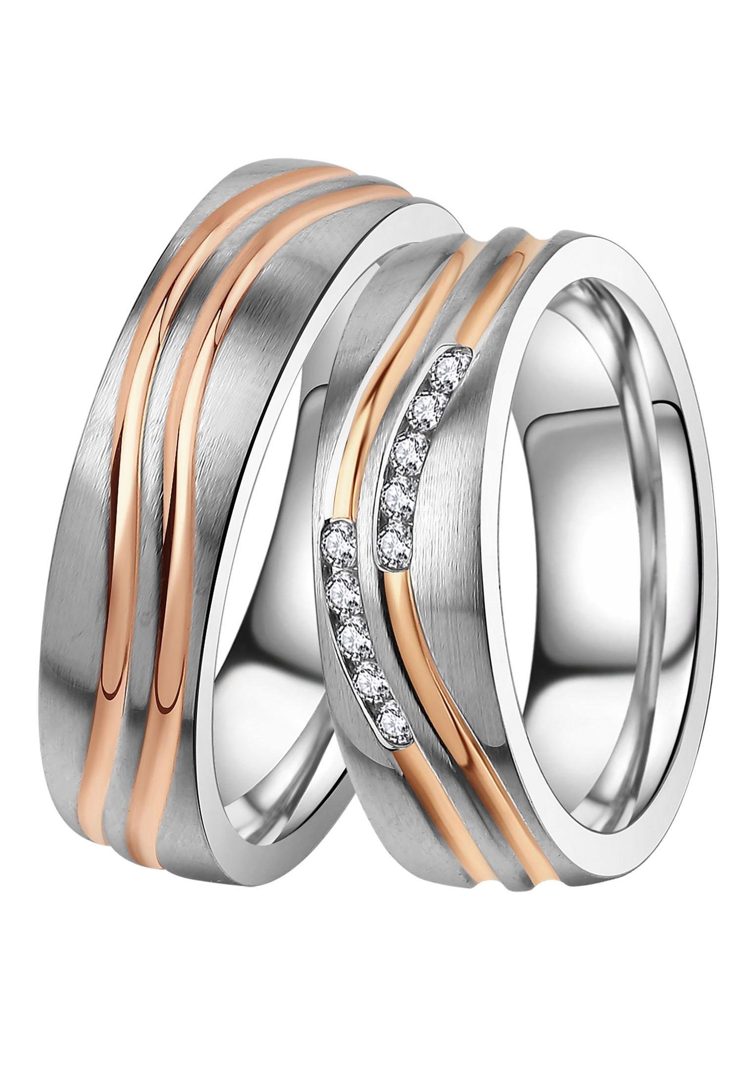 DOOSTI Trauring »Schmuck Geschenk Edelstahl Trauring Ehering Partnerring LIEBE«, Made in Germany, wahlweise mit oder ohne Zirkonia