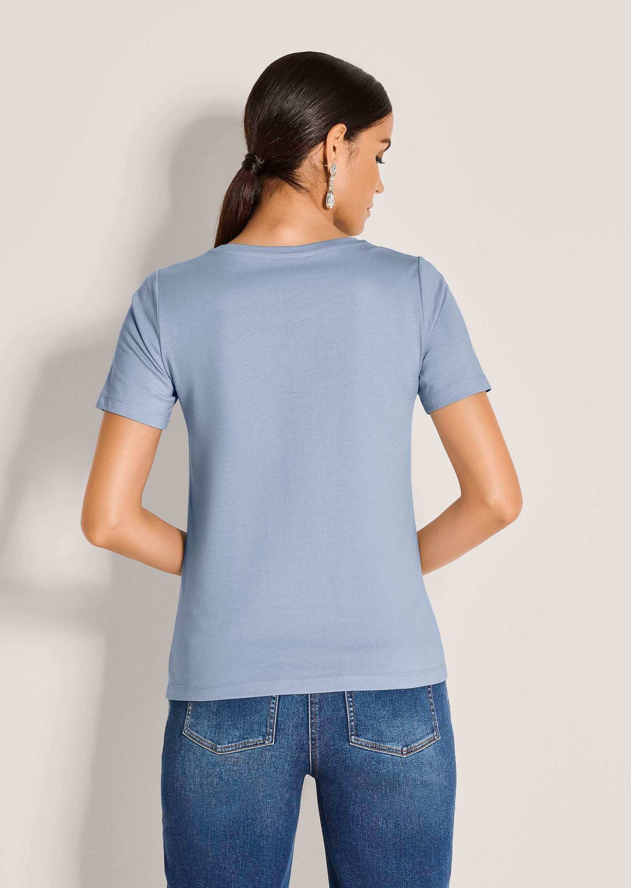 MADELEINE Kurzarmshirt »Shirt Schlichtes Basicshirt mit Rundhalsausschnitt« Gerader Saum