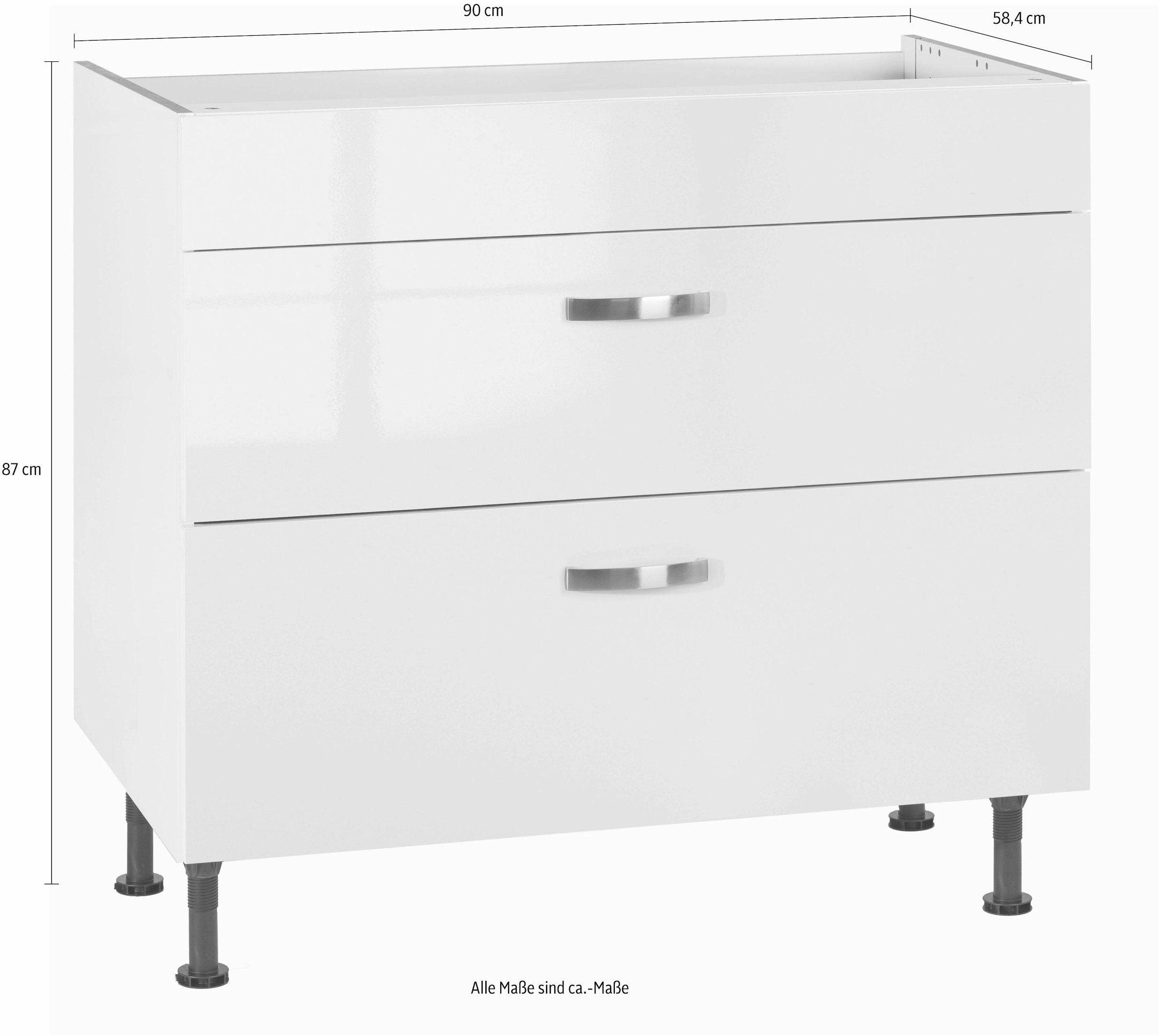 KOCHSTATION Kochfeldumbauschrank »KS-Cara«, Breite 90 cm, mit Vollauszügen und Soft-Close-Funktion