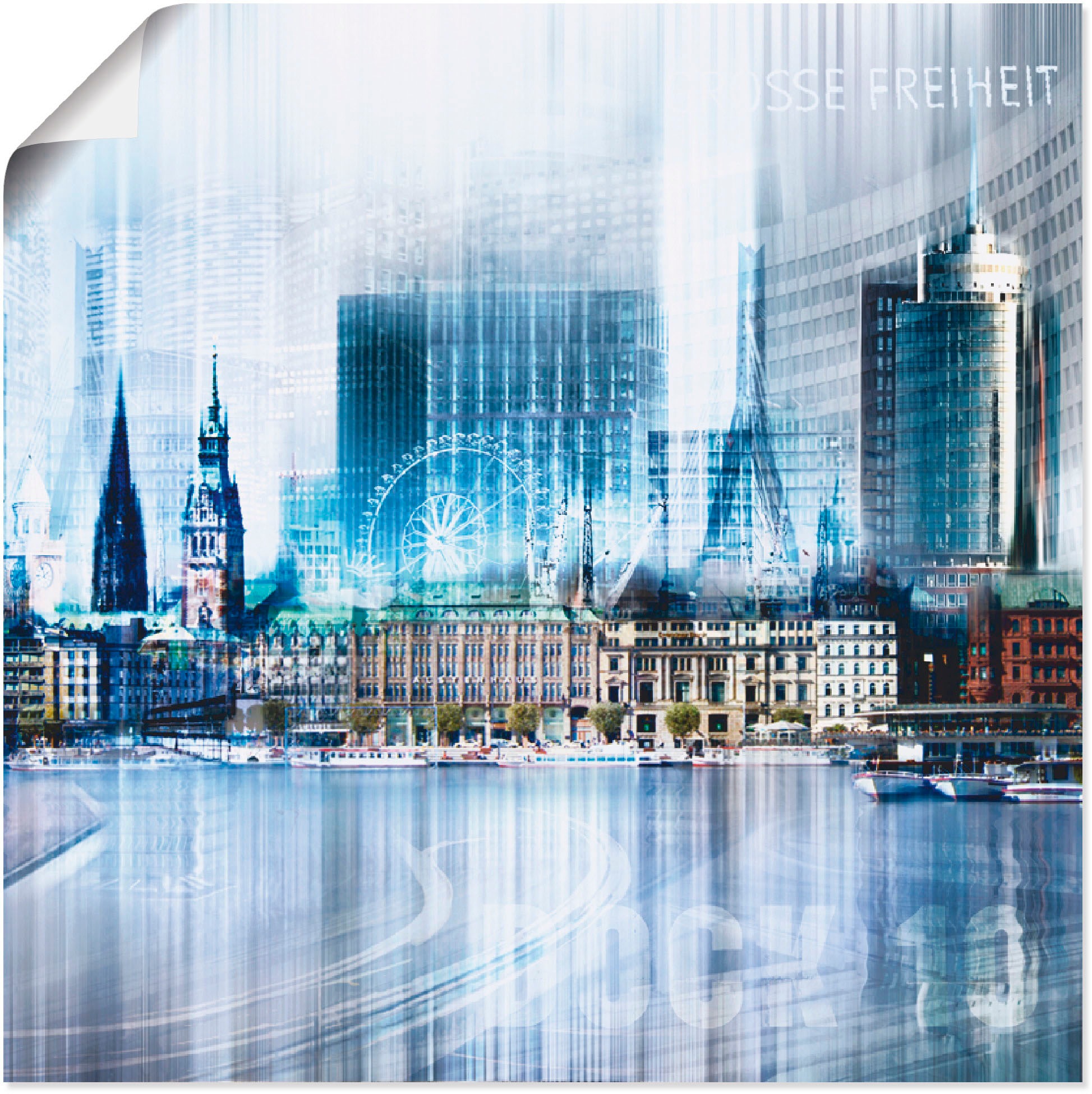 Artland Wandbild »Hamburg Collage I«, Deutschland, (1 St.), in vielen Größen & Produktarten -Leinwandbild, Poster, Wandaufkleber / Wandtattoo auch für Badezimmer geeignet