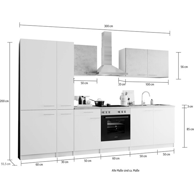 RESPEKTA Küchenzeile »Malia«, Breite 300 cm, mit Soft-Close bestellen im  OTTO Online Shop