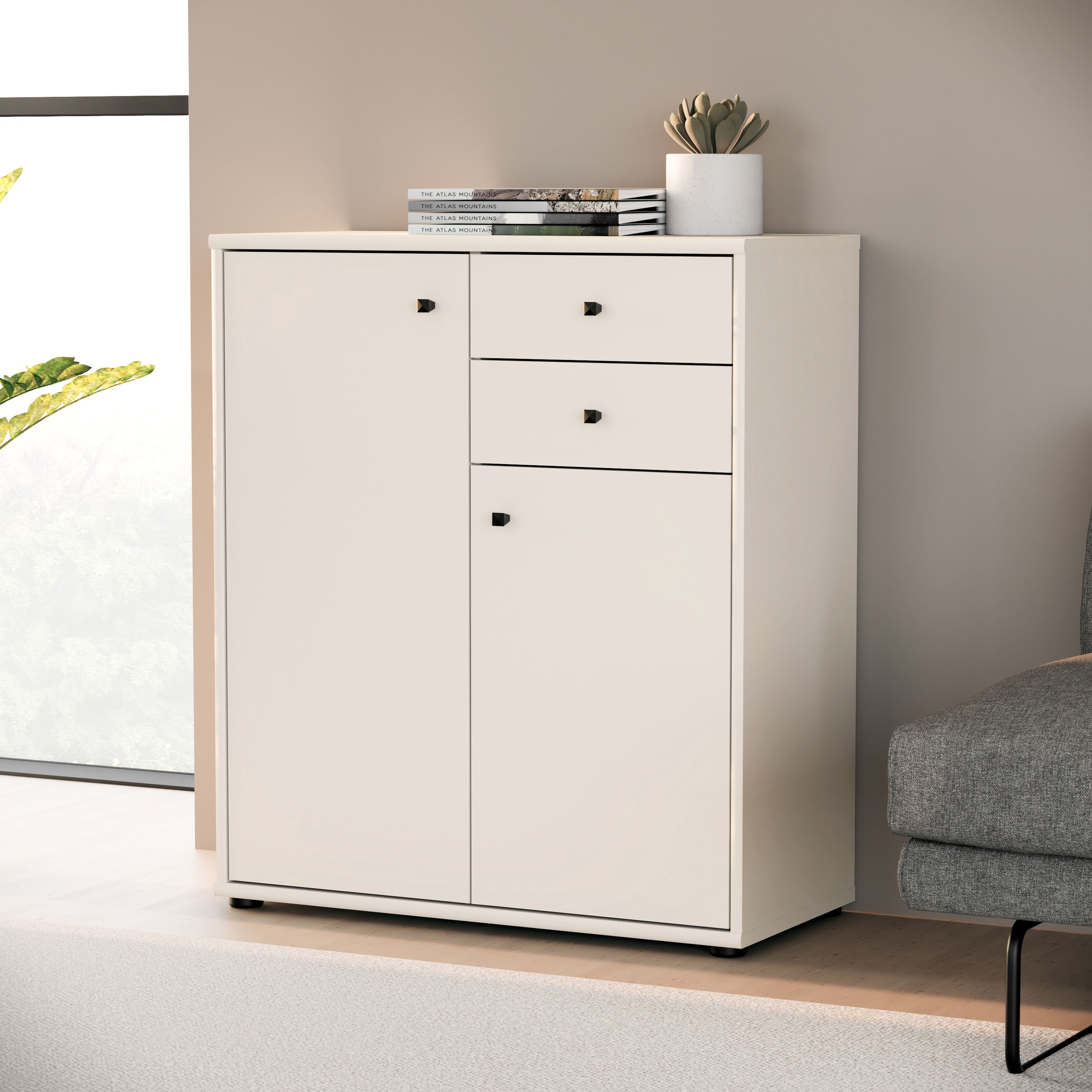 FORTE Kommode »Tempra, Kommode, 2 Türen, 2 Schubkästen, viel Stauraum« B/H/T 73,7/85,5/34,8 cm