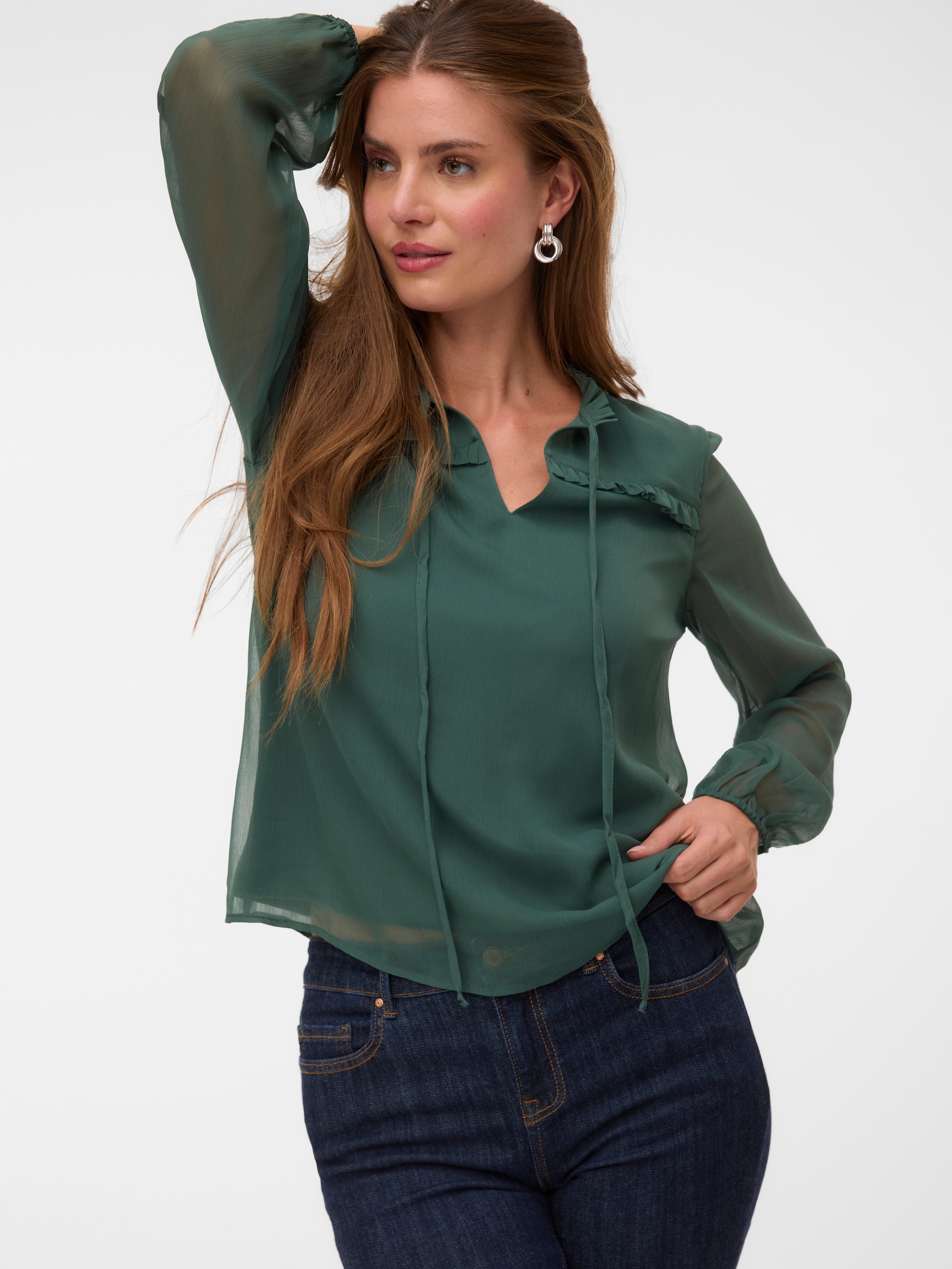 Vero Moda Chiffonbluse »VMMILLA LS TOP WVN GA NOOS« Kunstfaser, regular fit