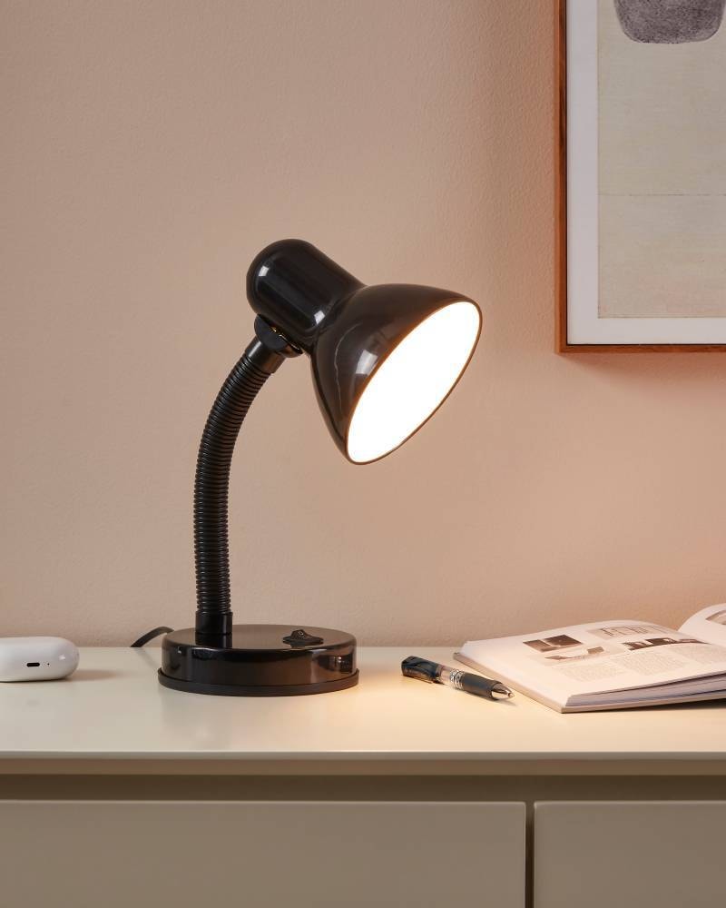 EGLO Tischleuchte »BASIC«, 1 flammig, Leuchtmittel E27 | Leuchtmittel wechselbar-ohne Leuchtmittel, schwarz / Ø12,5 x H30 cm / exkl. 1 x E27 (je max. 40W) / Wippschalter