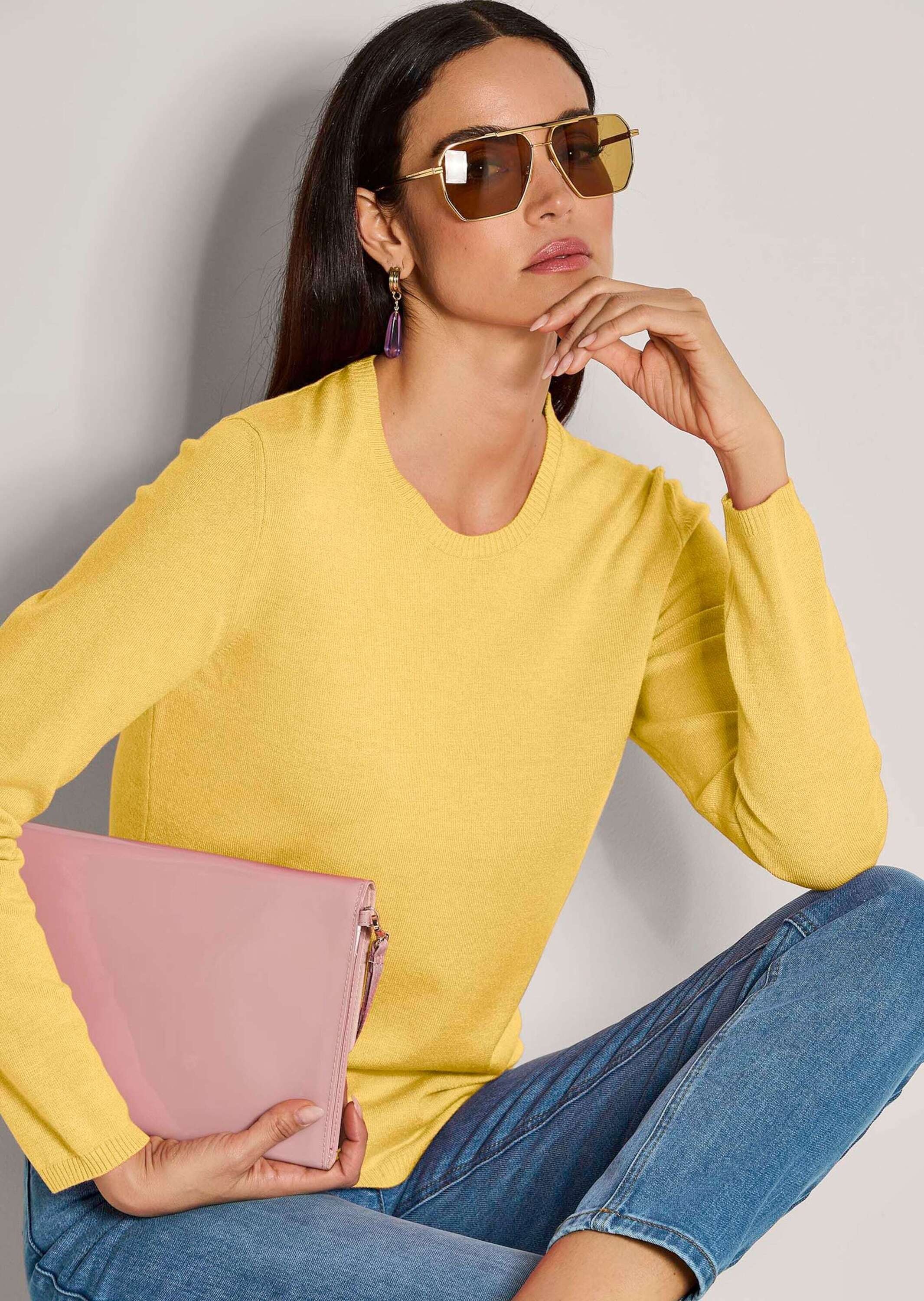 MADELEINE Longpullover »Pullover Leichtes Feinstrick-Oberteil mir Rundhals«