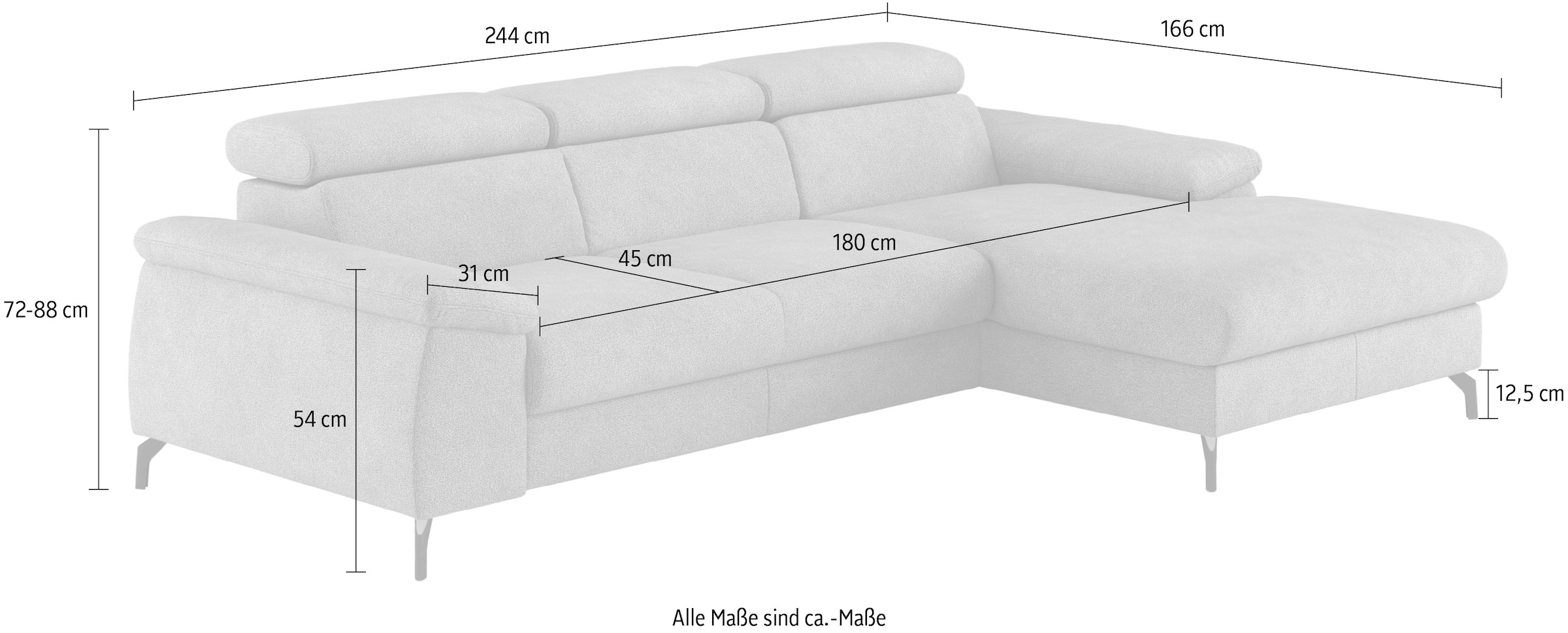 COTTA Ecksofa »Kitty L-Form«, Modern, L-Form, Bodenfreiheit 12,5 cm